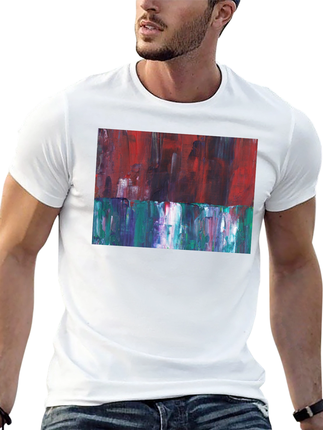 Black Abstract Expression Tee - Artistic Fashion Statement view 13