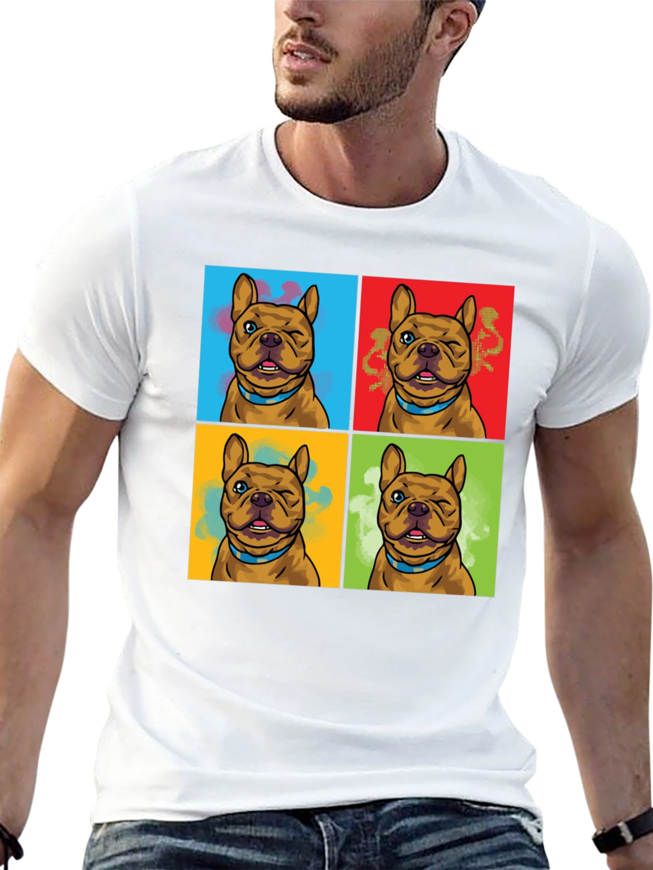 Black Pop Art Bulldog Print T-Shirt view 13