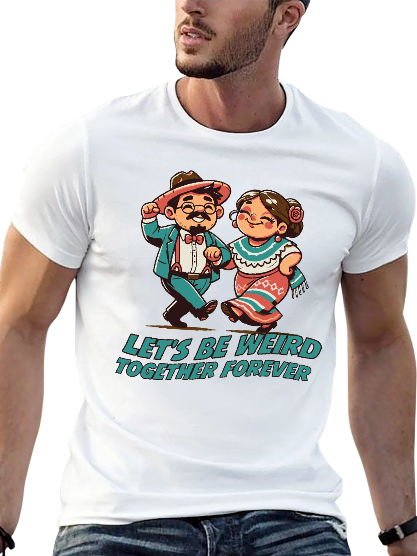 Black Let's Be Weird Together Forever T-Shirt view 13