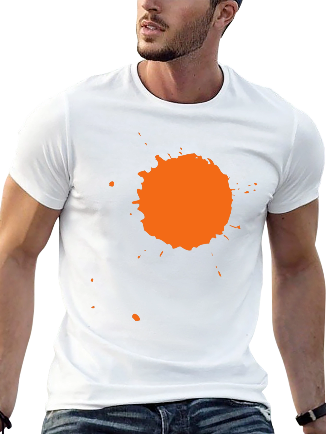 Black Black T-Shirt with Orange Splatter Design view 13