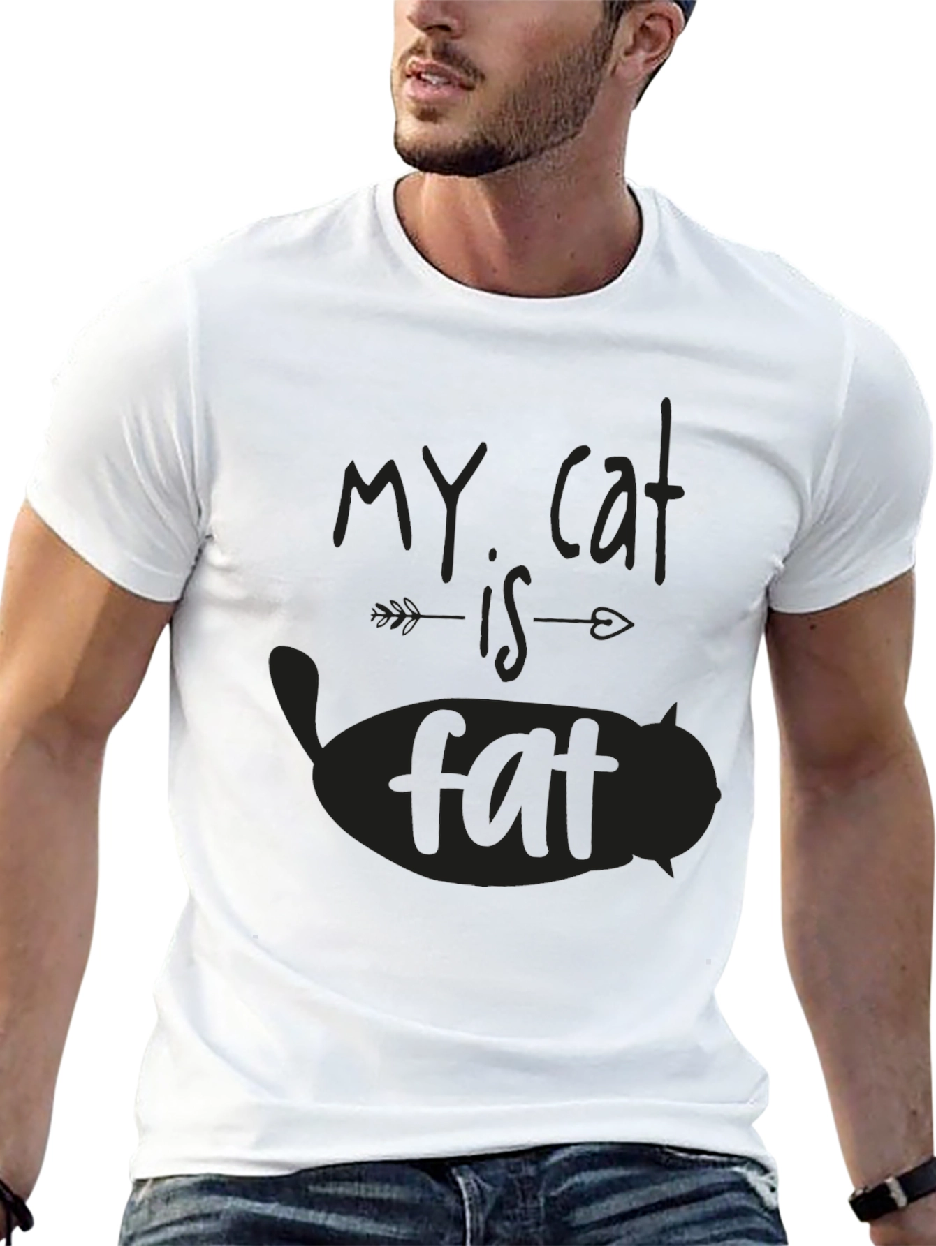 Black My Cat Is Fat Black T-Shirt view 13
