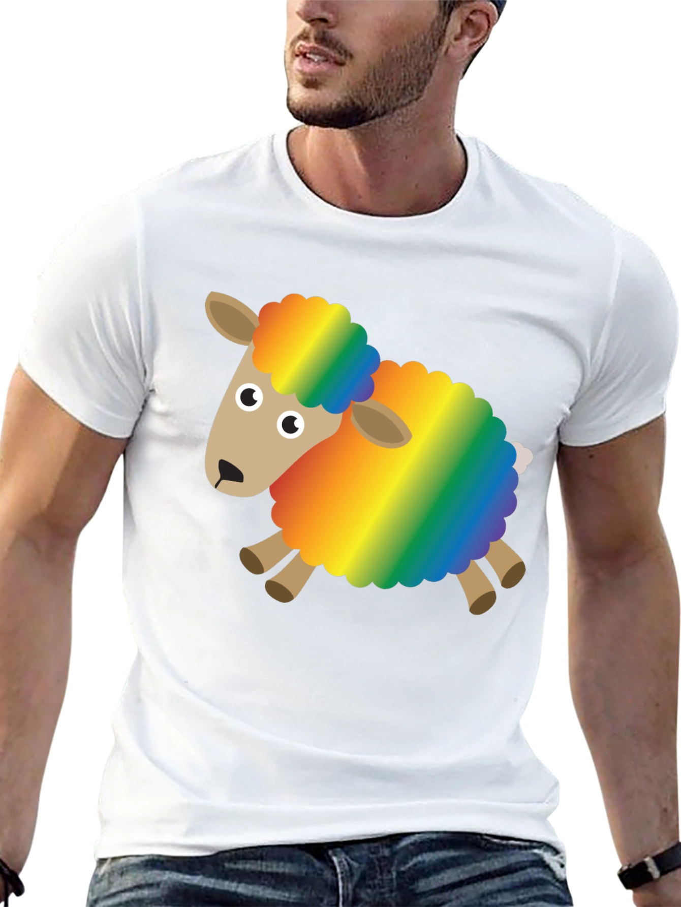 Black Rainbow Sheep Graphic Tee - Fun & Unique Design view 13