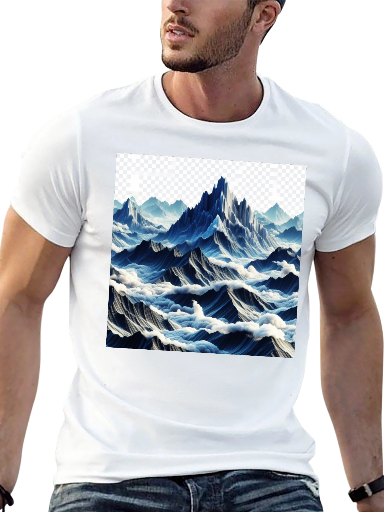 Black Mountainscape Graphic Tee - Black Cotton Comfort view 13