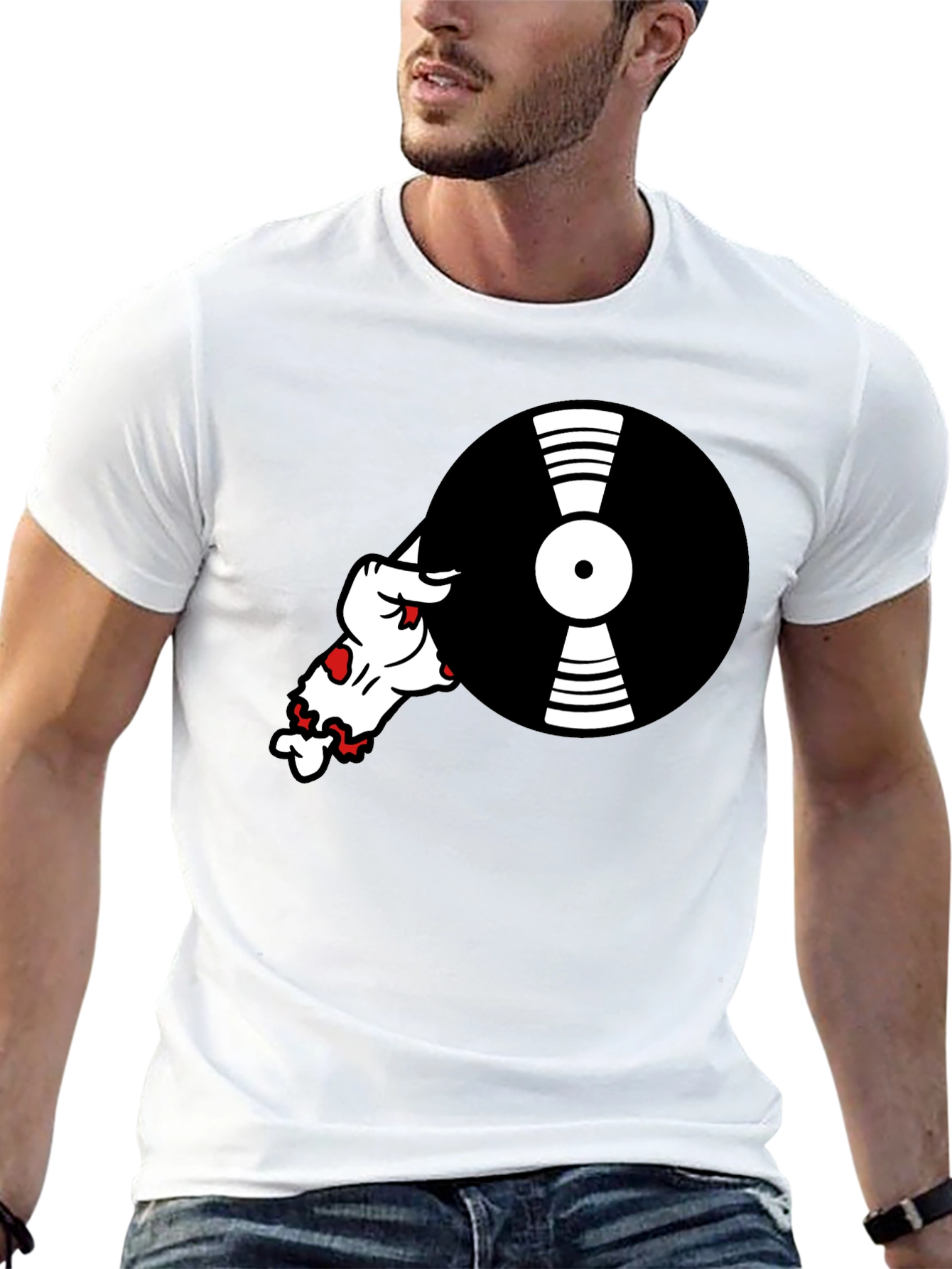 Black Cool DJ Dog Black T-Shirt view 13