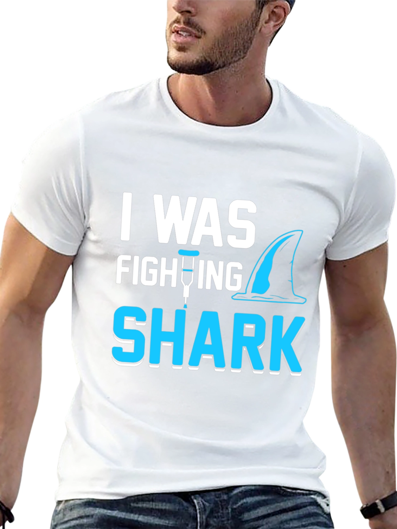 Black Shark Attack Leg Injury T-Shirt view 13