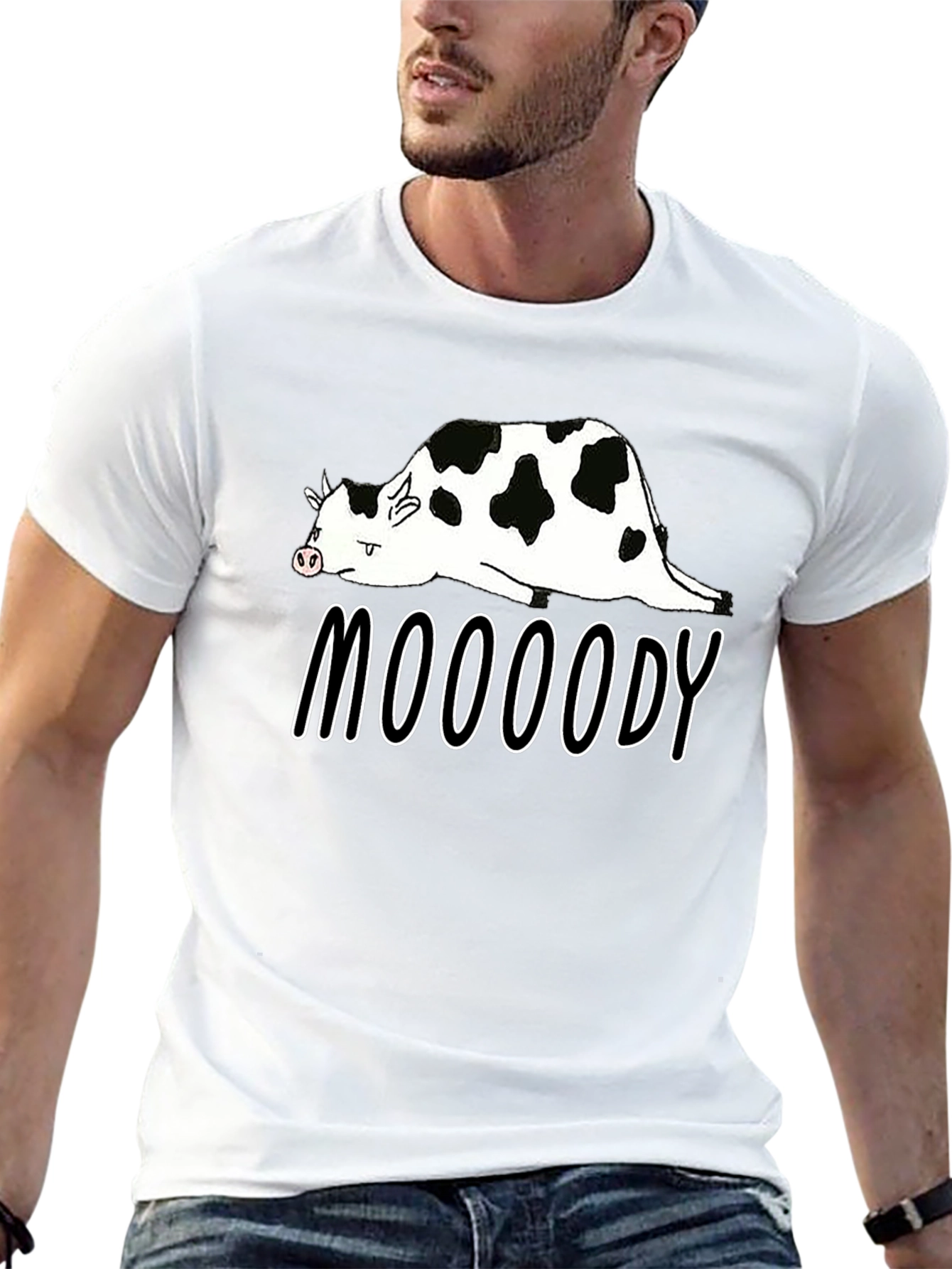 Black Mooooody Cow Graphic Tee - Funny Animal Shirt view 13