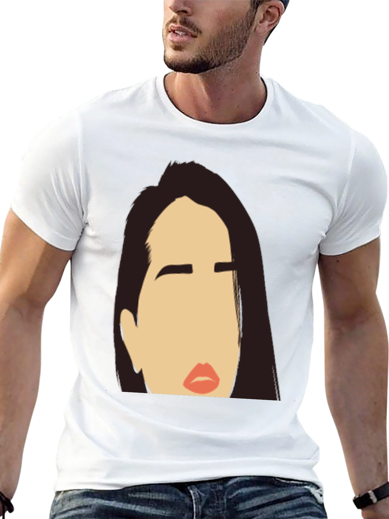 Black Abstract Face Black T-Shirt view 13