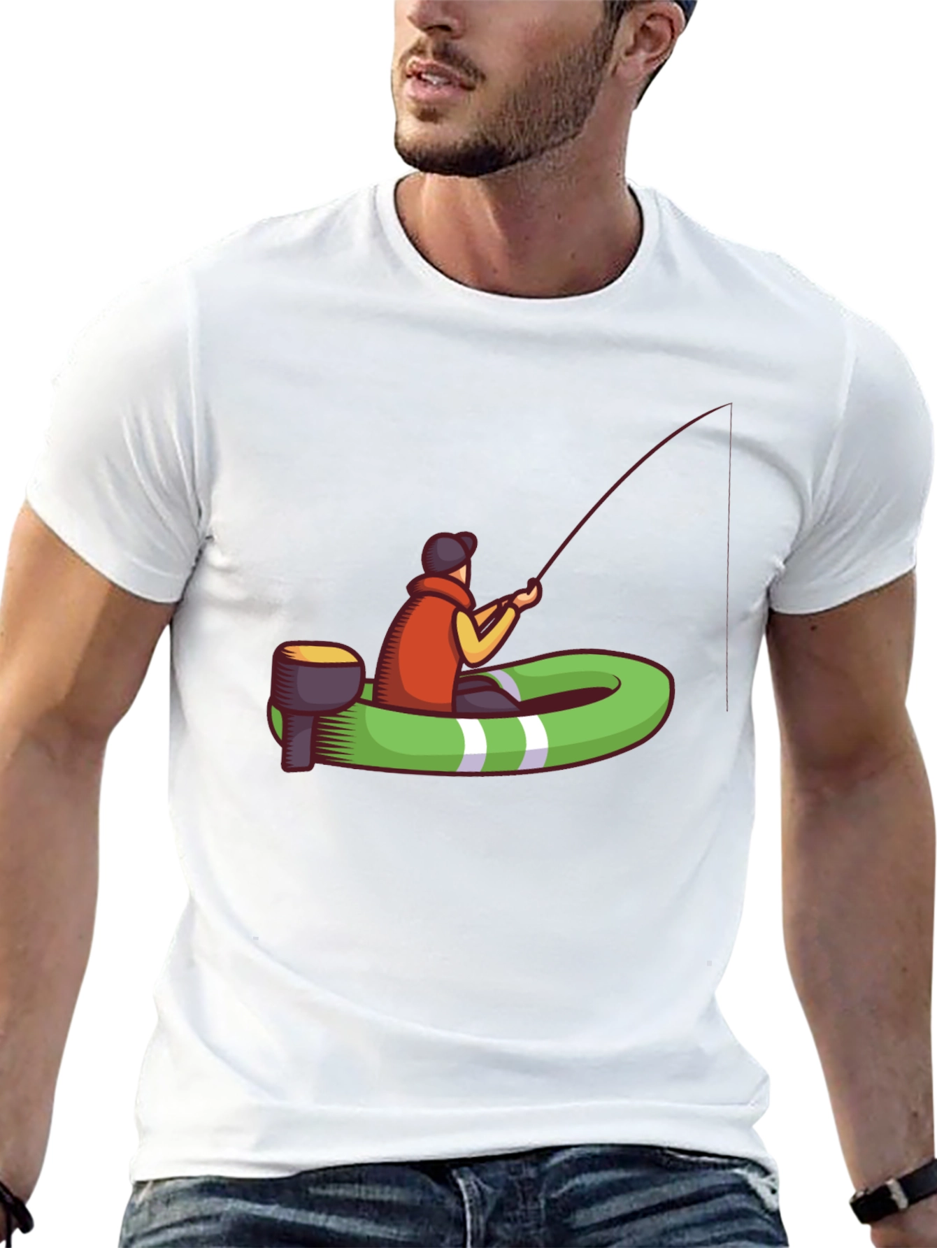 Black Fishing Boat T-Shirt - Casual Graphic Tee view 13