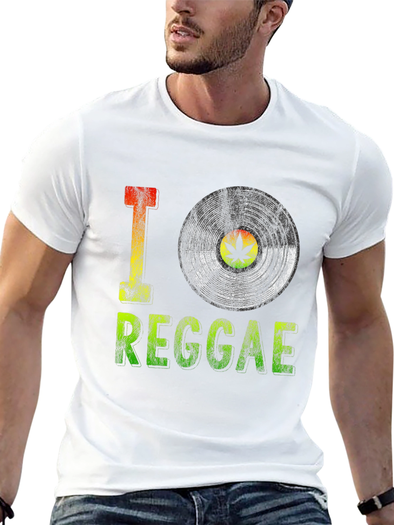 Black I Love Reggae Vinyl Record Graphic Tee - Black view 13