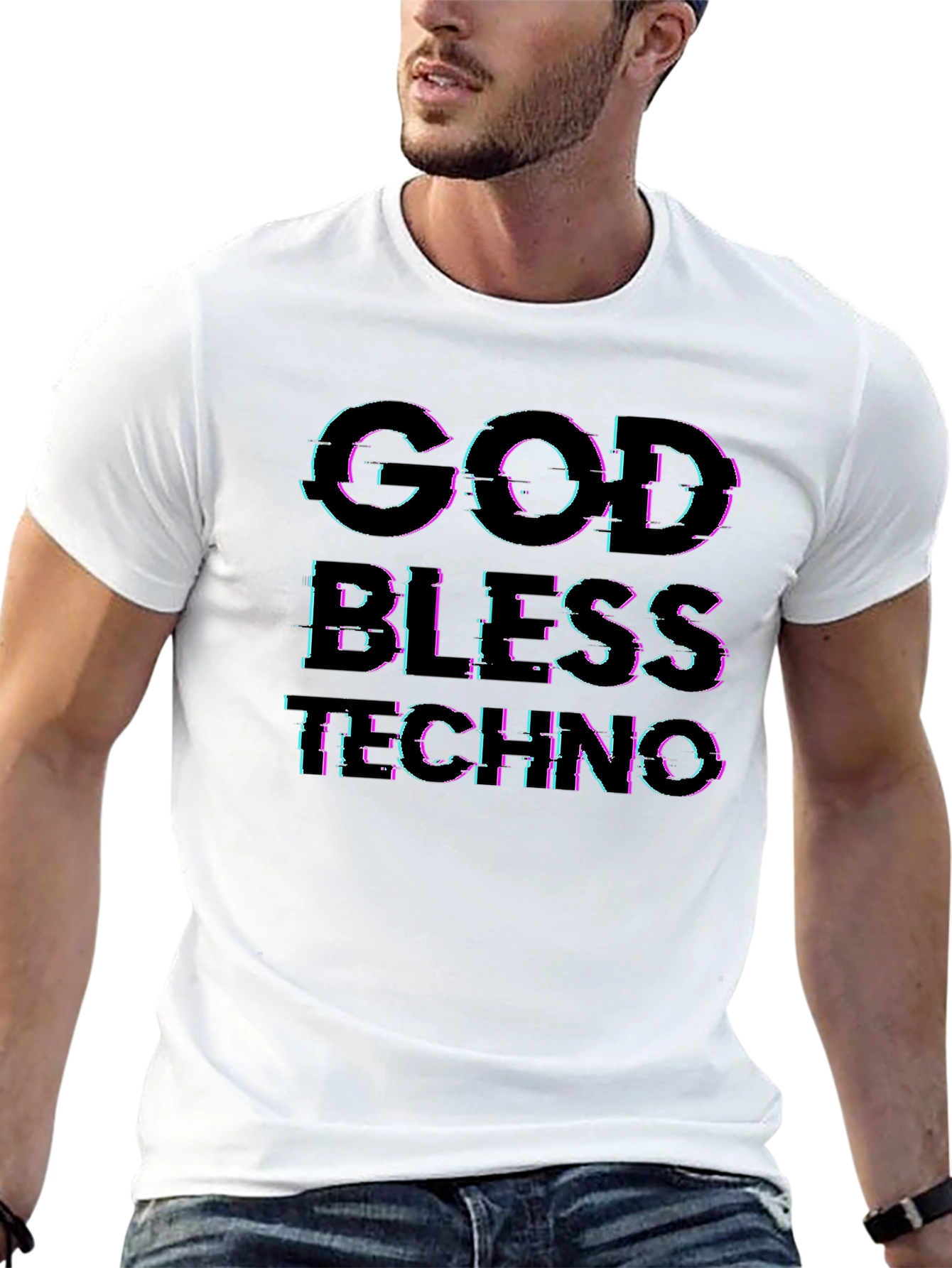 Black God Bless Techno Glitch Tee view 13
