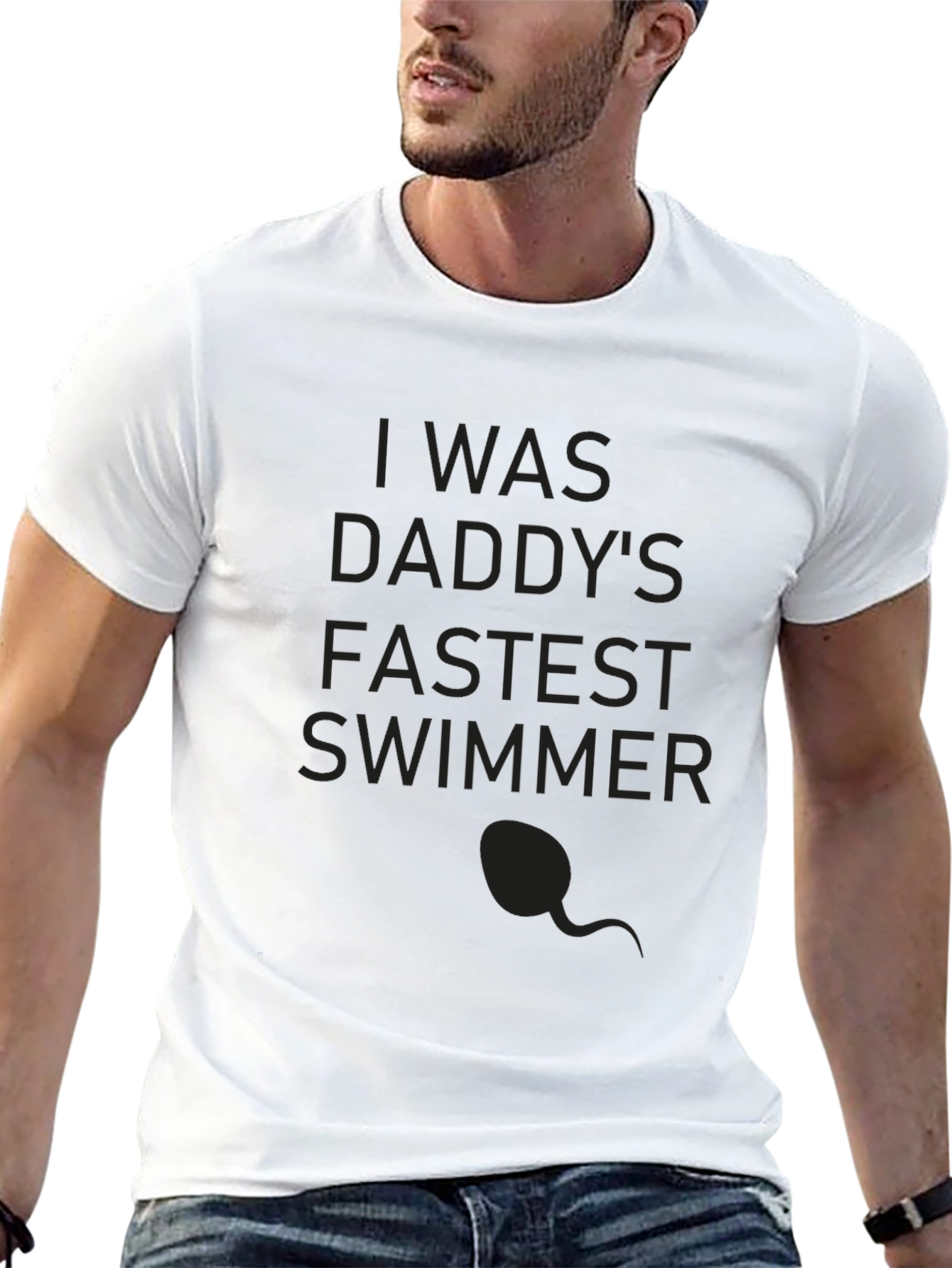 Black Daddy's Fastest Swimmer Tee - Funny Novelty Shirt view 13