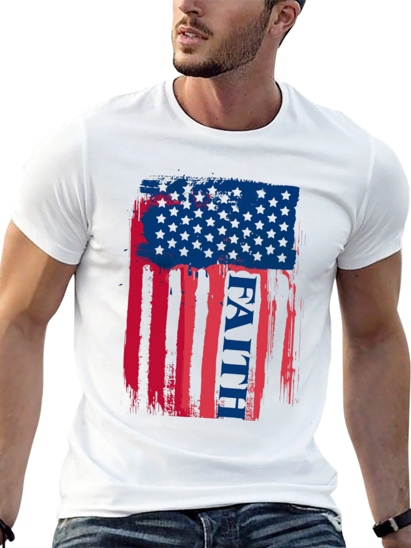 Black Faith American Flag Graphic T-Shirt view 13
