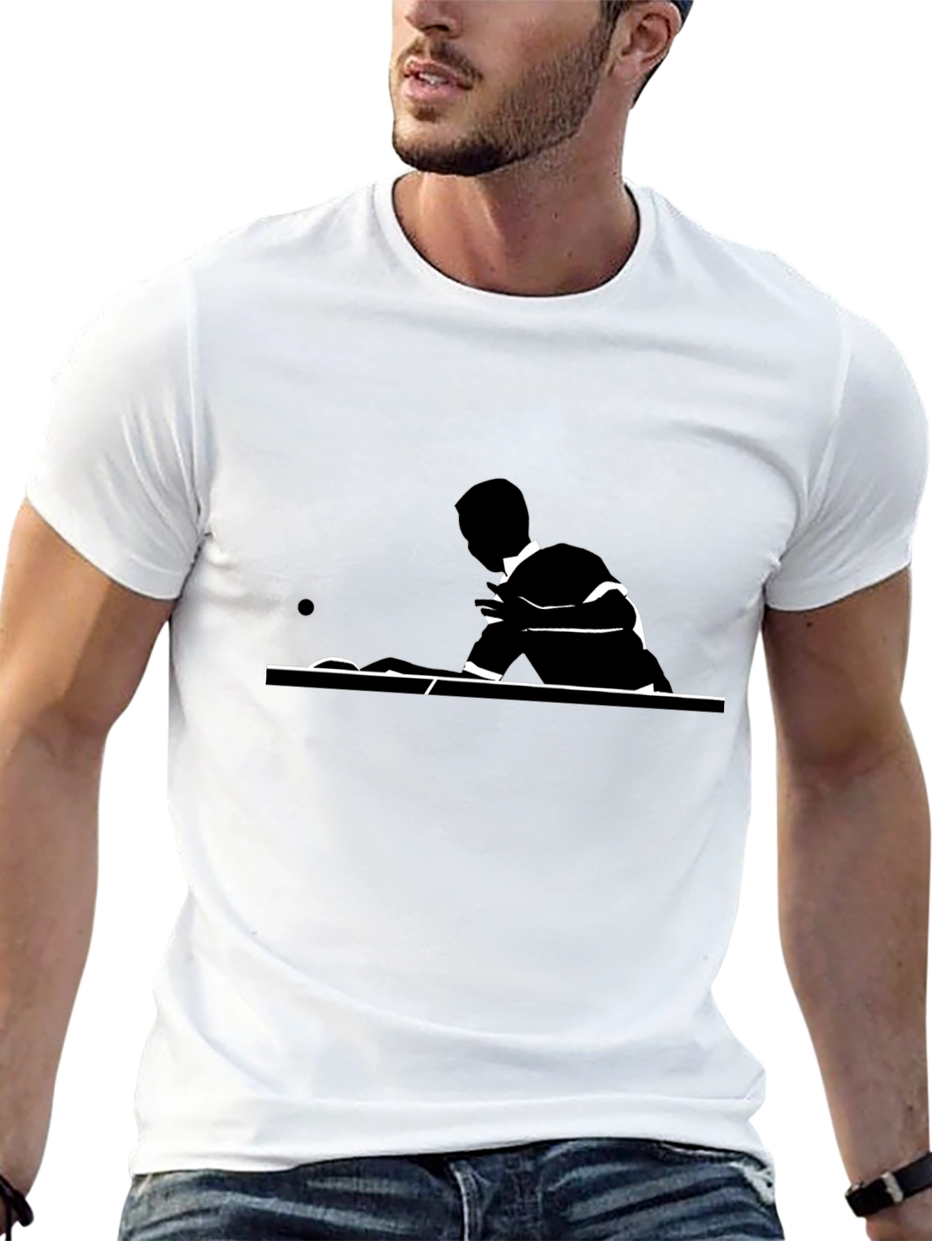 Black Billiards Player Graphic Tee - Black Cotton T-Shirt view 13