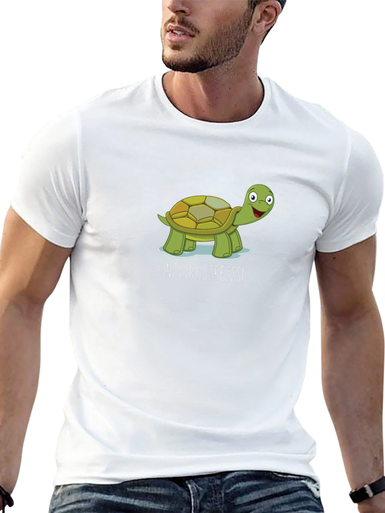 Black No Stress Turtle Black T-Shirt view 13