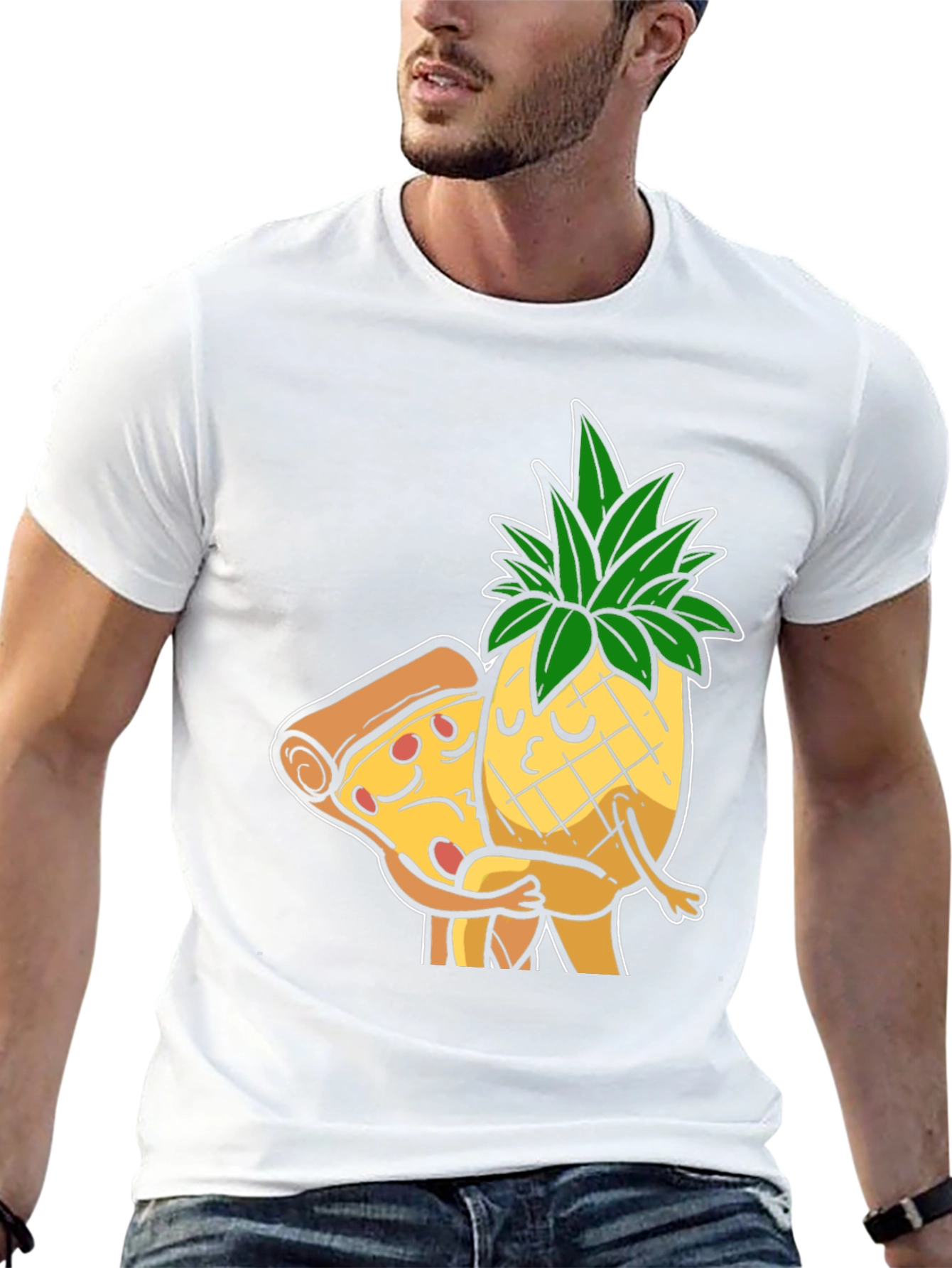Black Pizza & Pineapple Hugs Graphic T-Shirt view 13