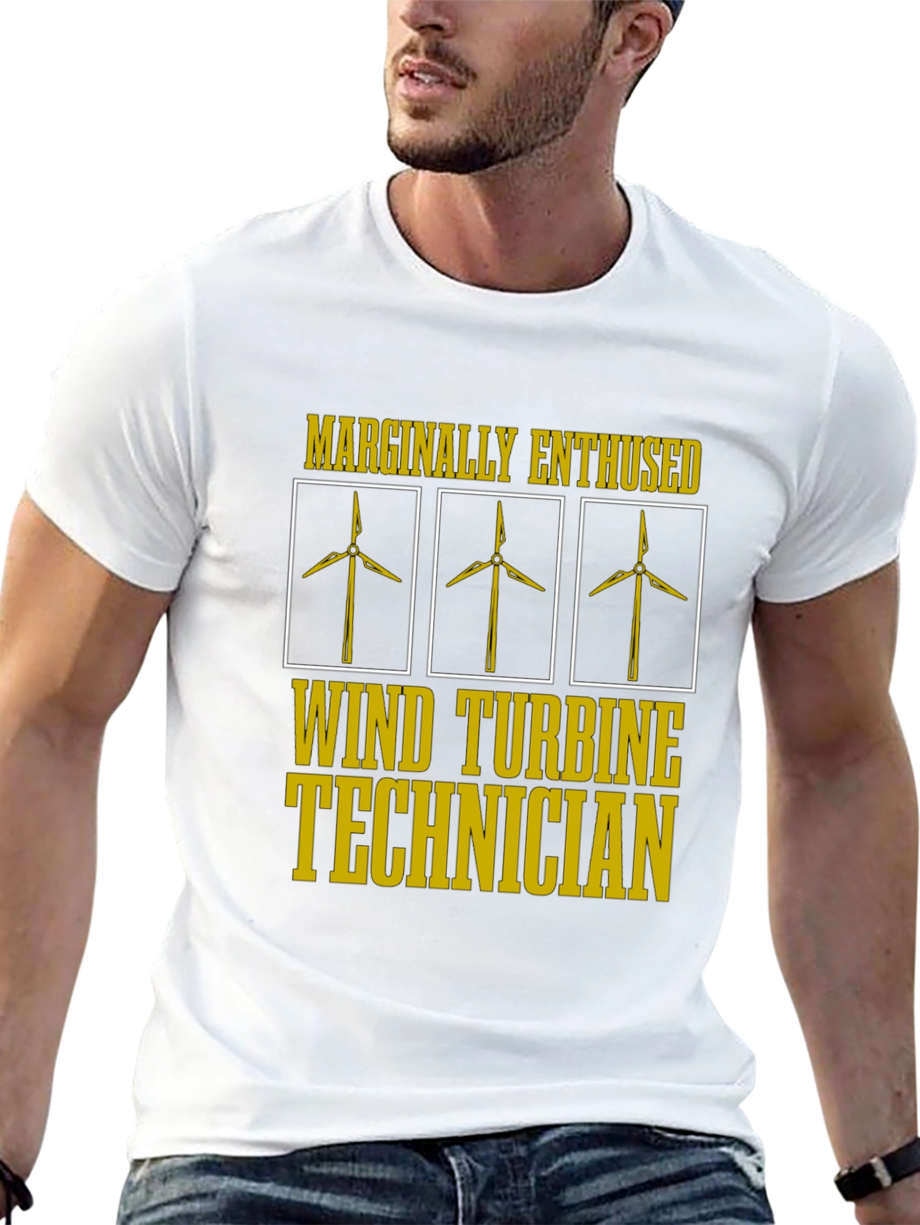 Black Marginally Enthused Wind Turbine Technician T-Shirt view 13
