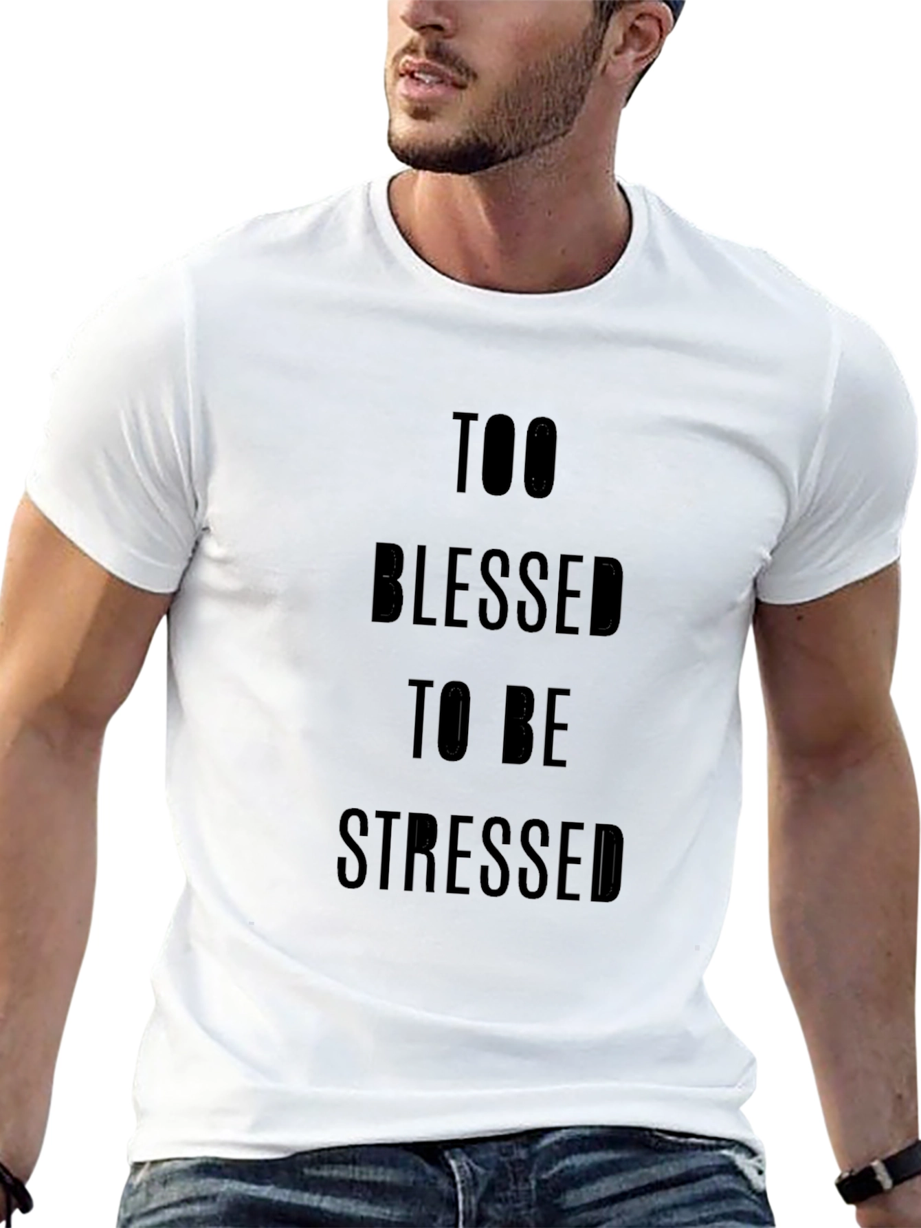 Black Too Blessed to be Stressed Graphic Tee view 13