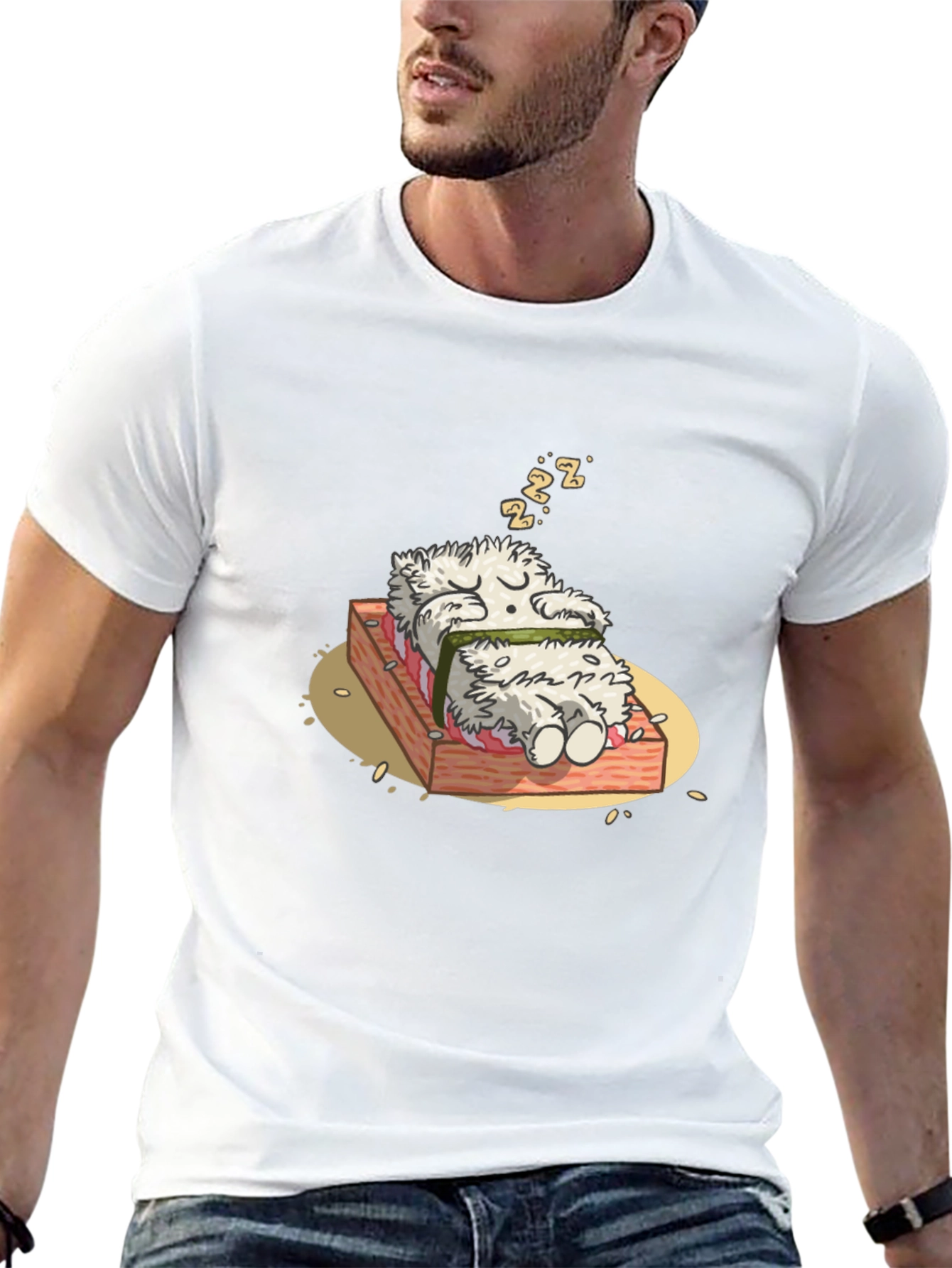 Black Sushi Dreams T-Shirt - Funny Cartoon Graphic Tee view 13
