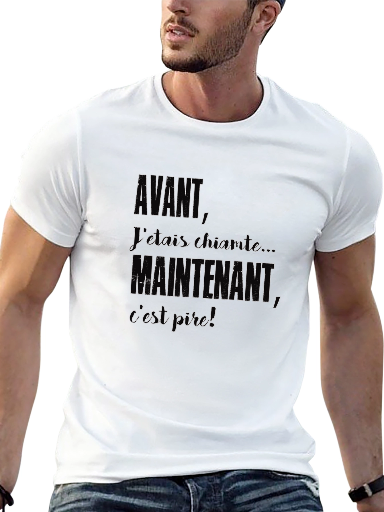 Black Avant Maintenant T-Shirt - Funny French Saying view 13