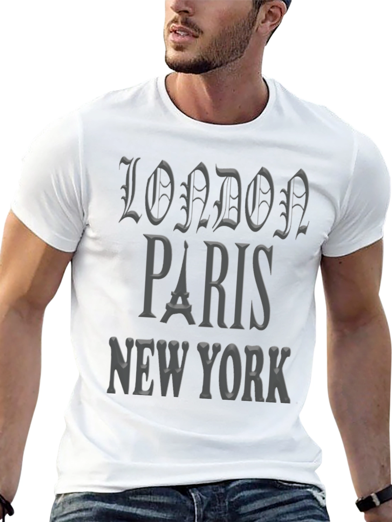 Black London Paris New York Graphic Tee view 13