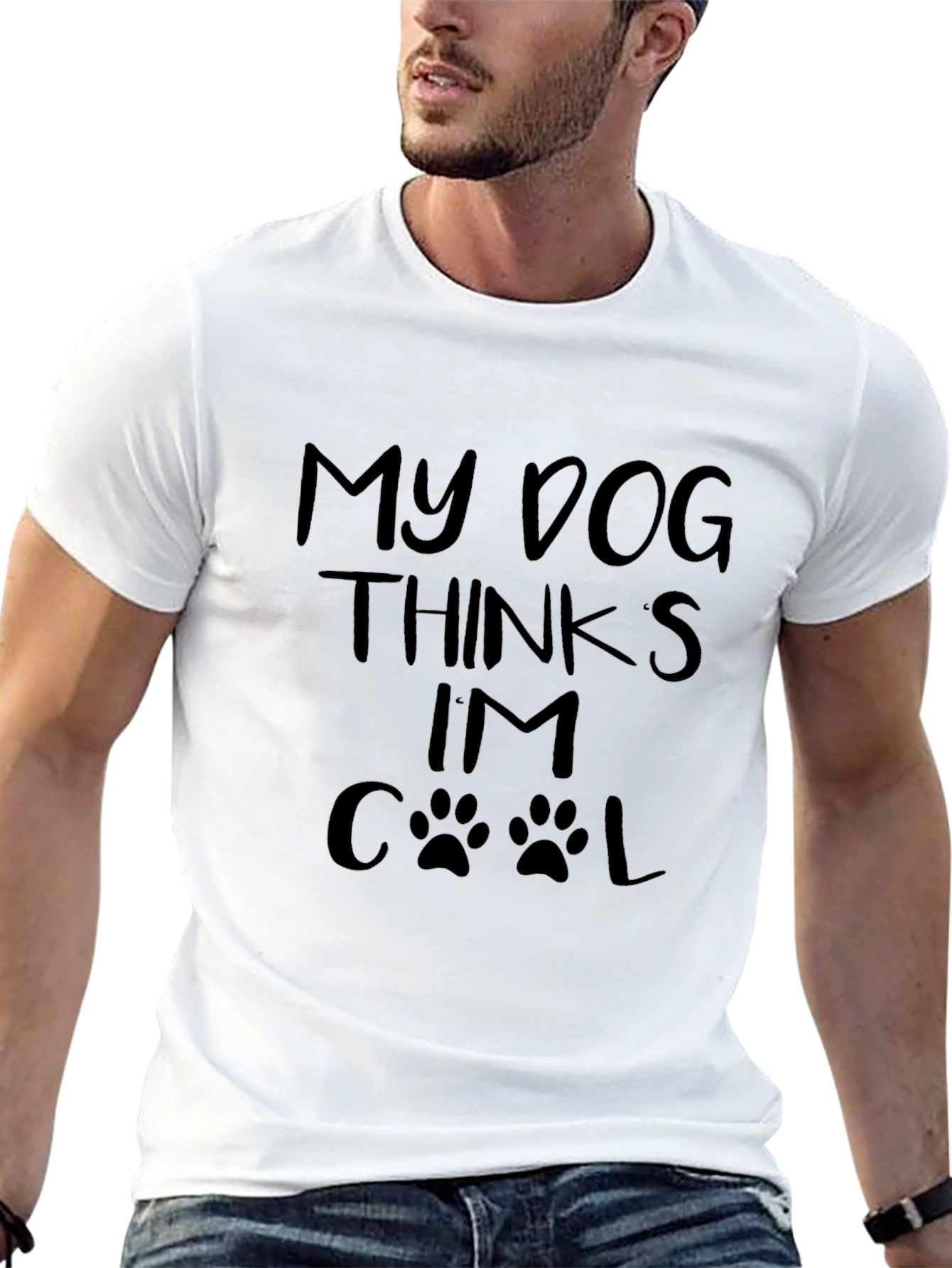Black My Dog Thinks I'm Cool T-Shirt - Black Crew Neck view 13