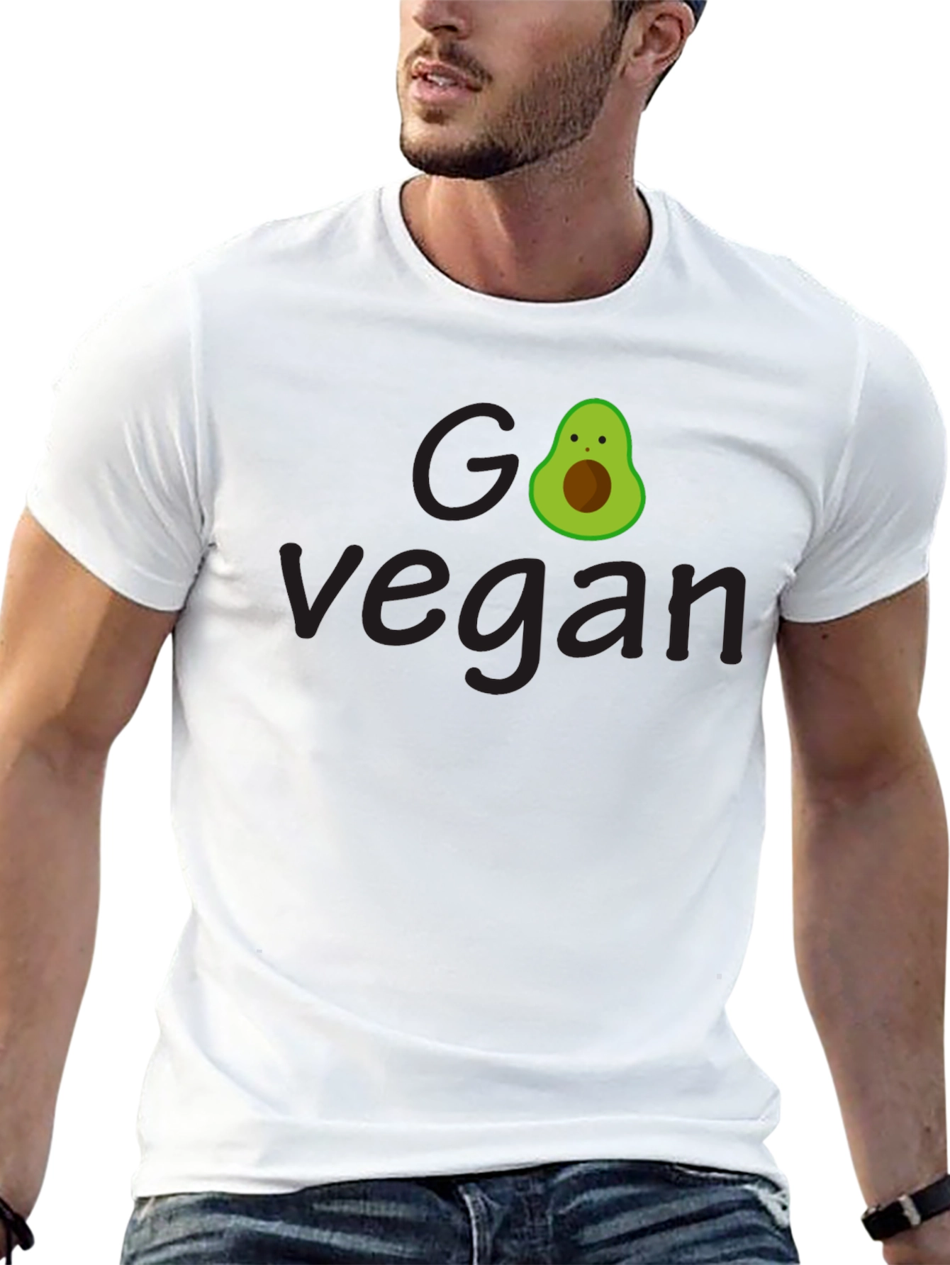 Black Go Vegan Avocado Tee - Unisex Black T-Shirt view 13