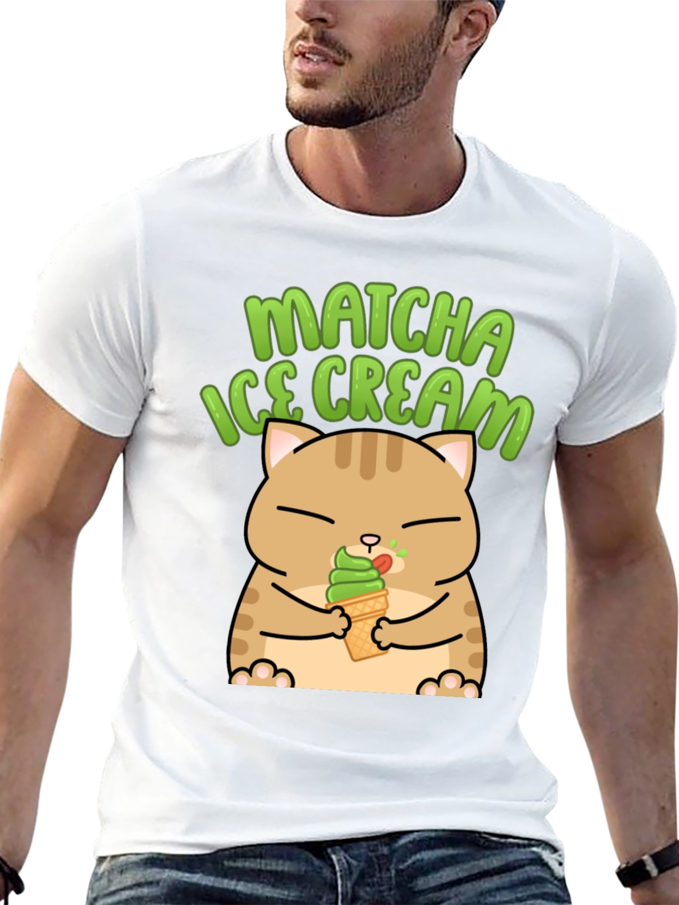 Black Matcha Ice Cream Cat Graphic T-Shirt view 13
