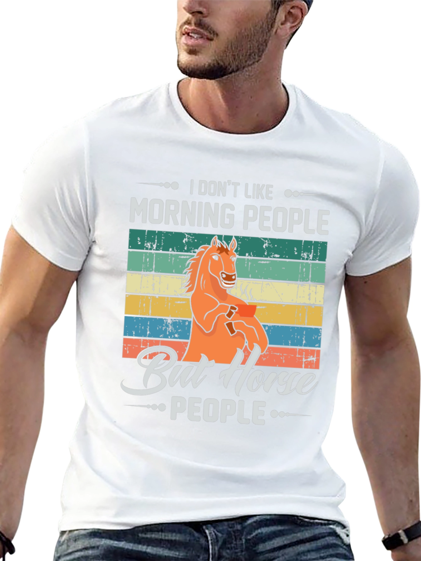Black I Don't Like Morning People But Horse People T-Shirt view 13