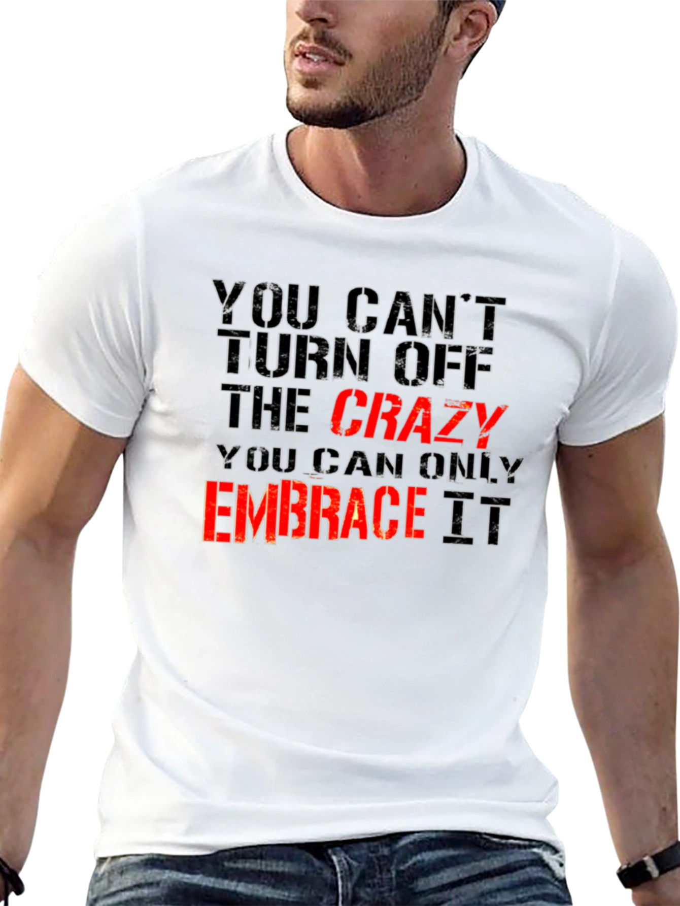 Black Crazy Embrace T-Shirt - Funny Slogan Tee view 13
