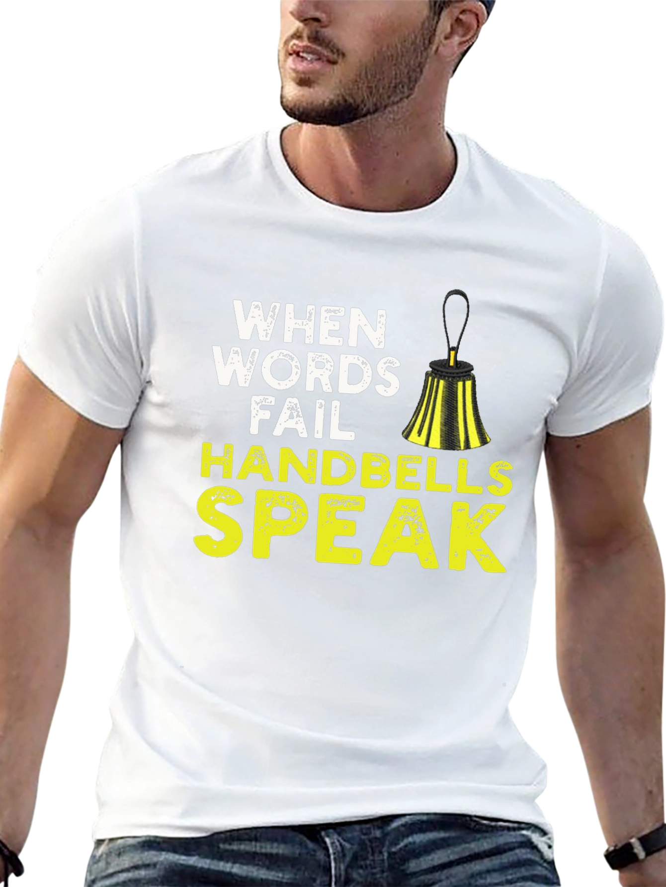 Black When Words Fail Handbells Speak Black T-Shirt view 13