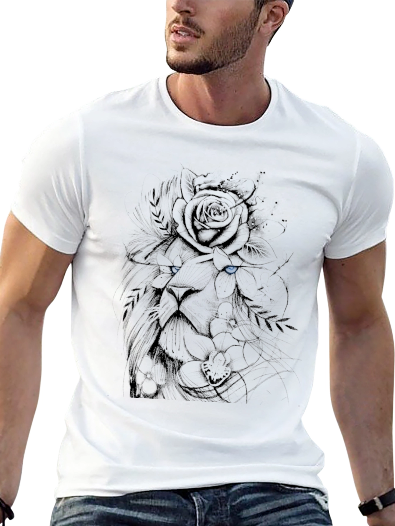 Black Lion Rose Graphic T-Shirt - Bold Streetwear view 13
