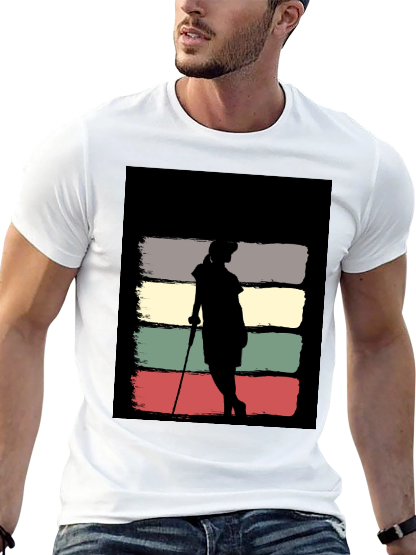 Black Vintage Retro Golfer T-Shirt view 13