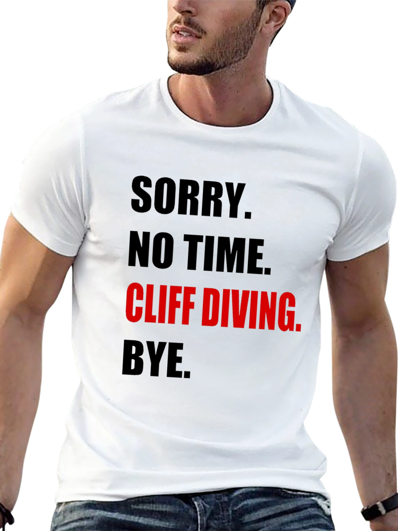 Black Cliff Diving Graphic Tee - Sorry No Time T-Shirt view 13