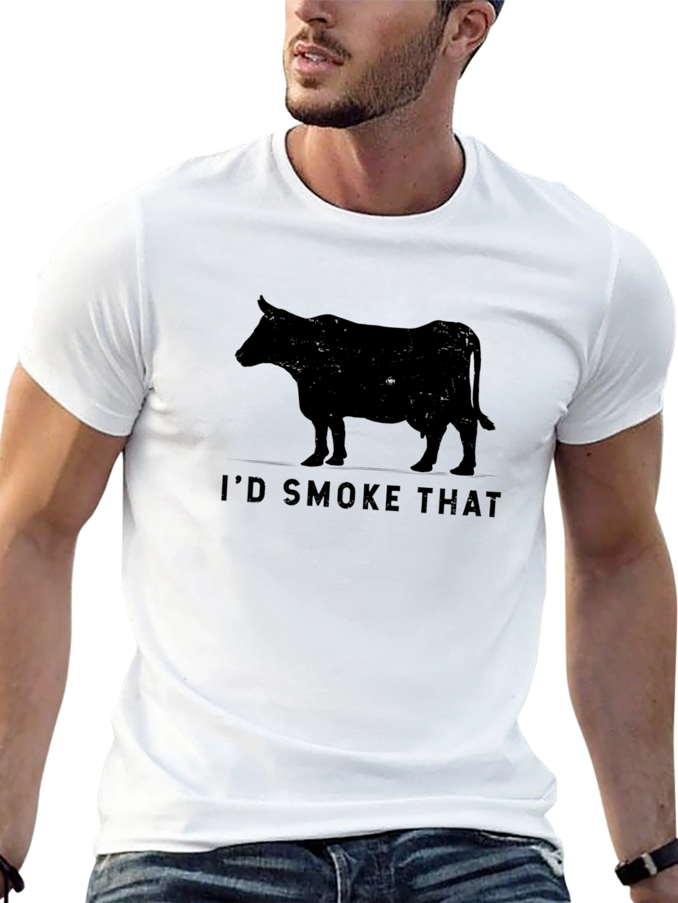Black I'd Smoke That Cow Graphic Tee - BBQ Humor view 13