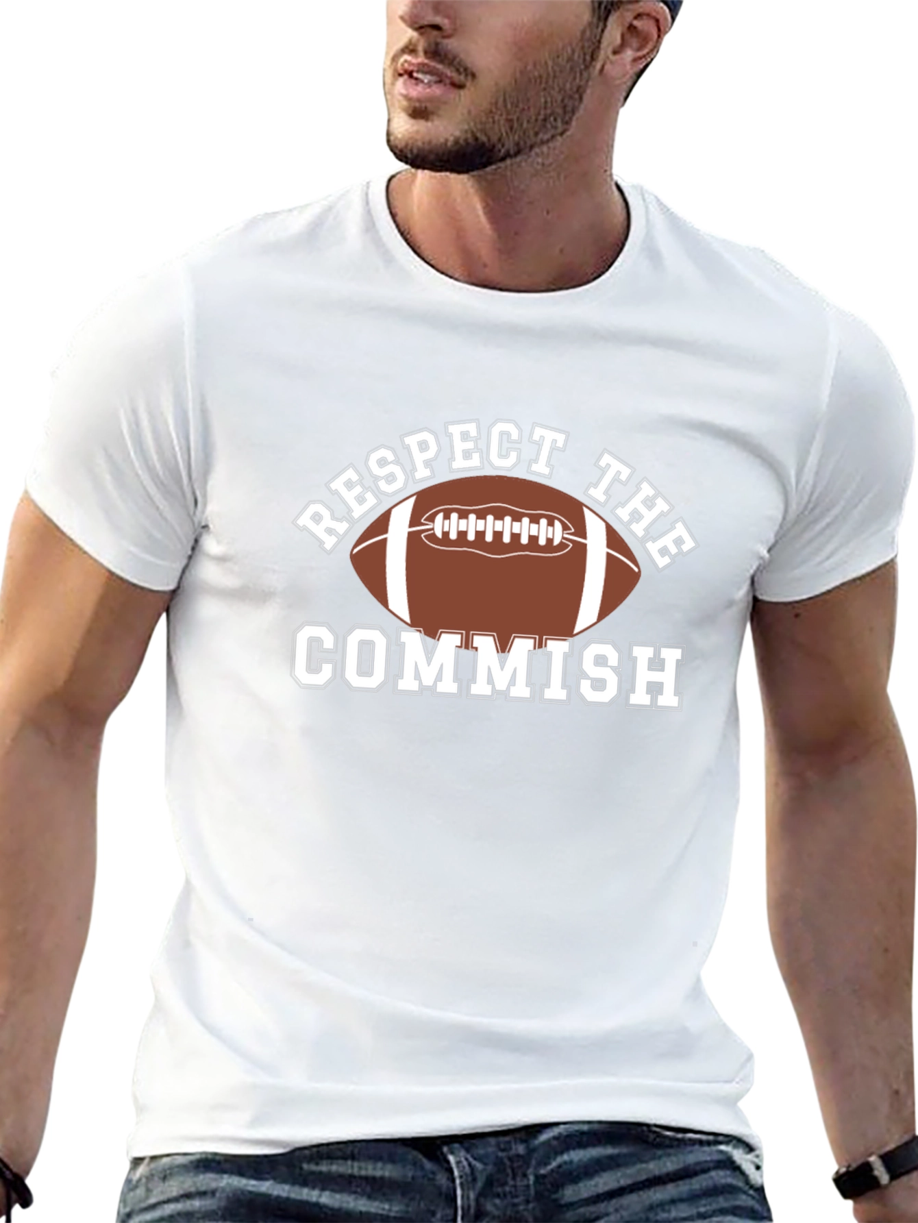 Black Respect The Commish Football T-Shirt view 13