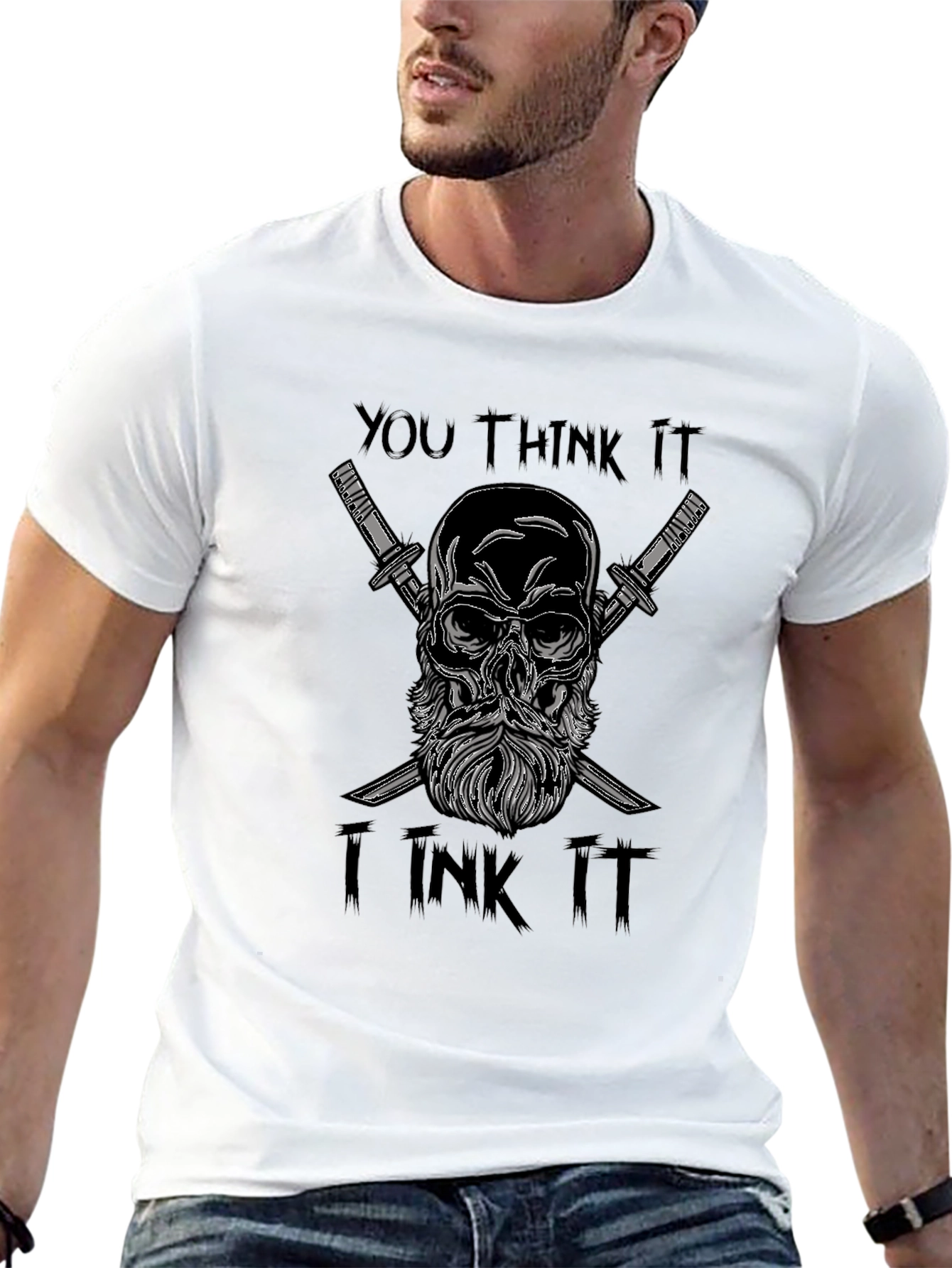 Black Skull & Swords Graphic T-Shirt - Dark Humor Tee view 13