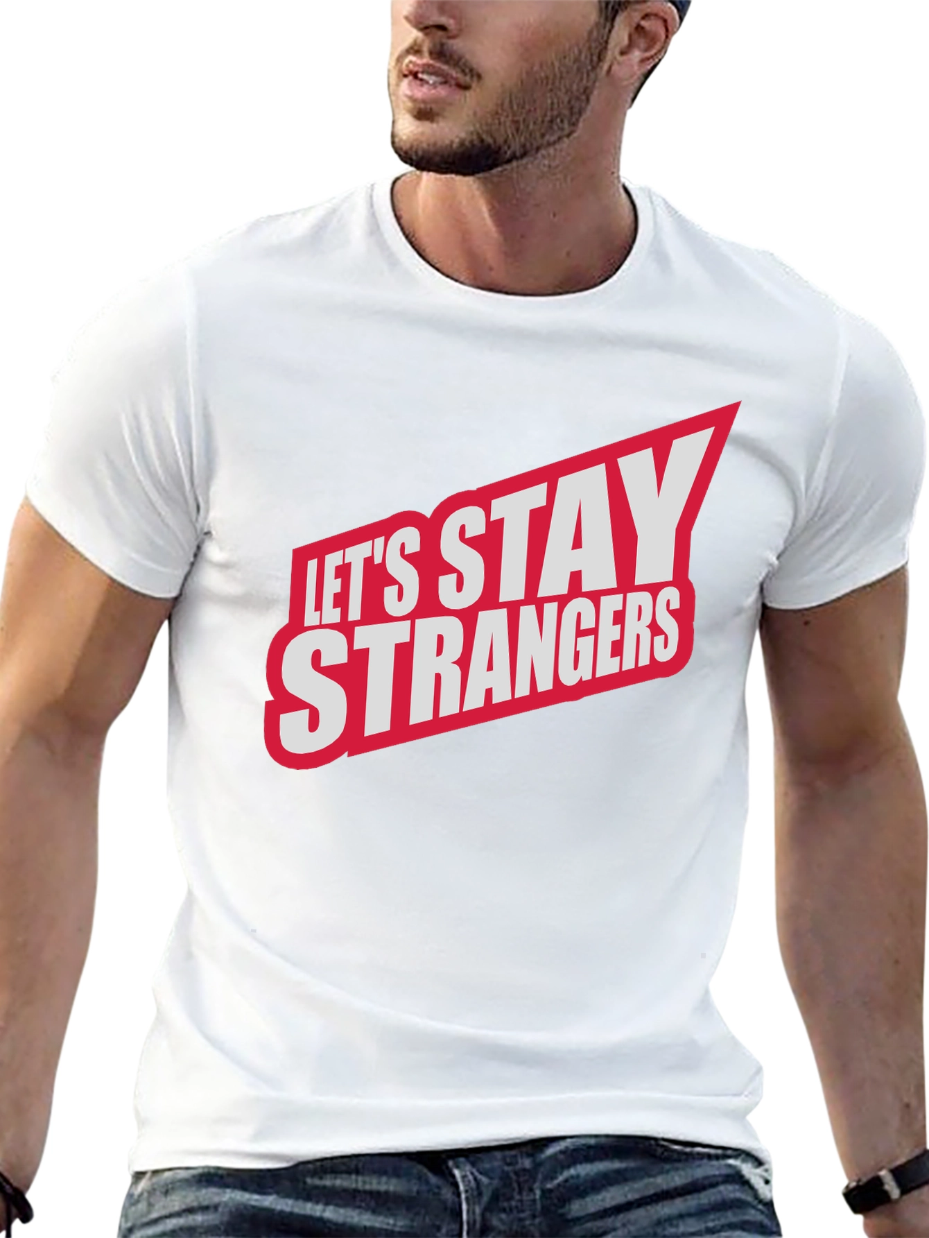 Black Let's Stay Strangers Graphic Tee - Black view 13