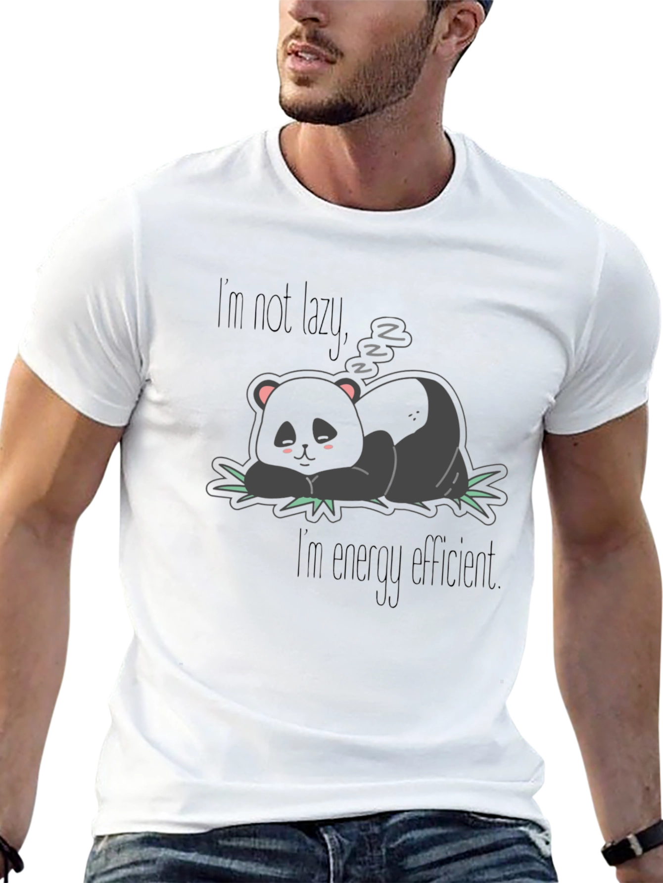 Black Lazy Panda Graphic Tee - Energy Efficient Humor view 13