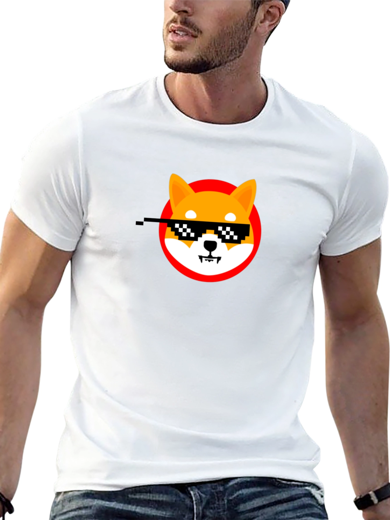 Black Shiba Inu Thug Life Meme Black T-Shirt view 13
