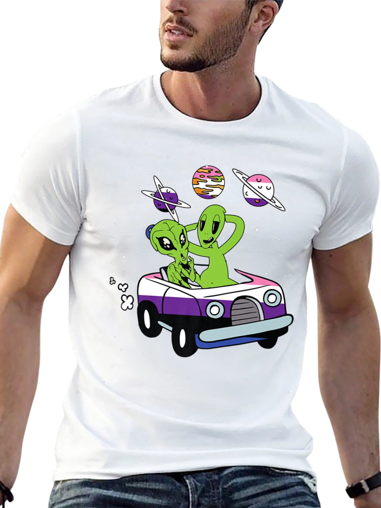 Black Alien Car Ride T-Shirt view 13