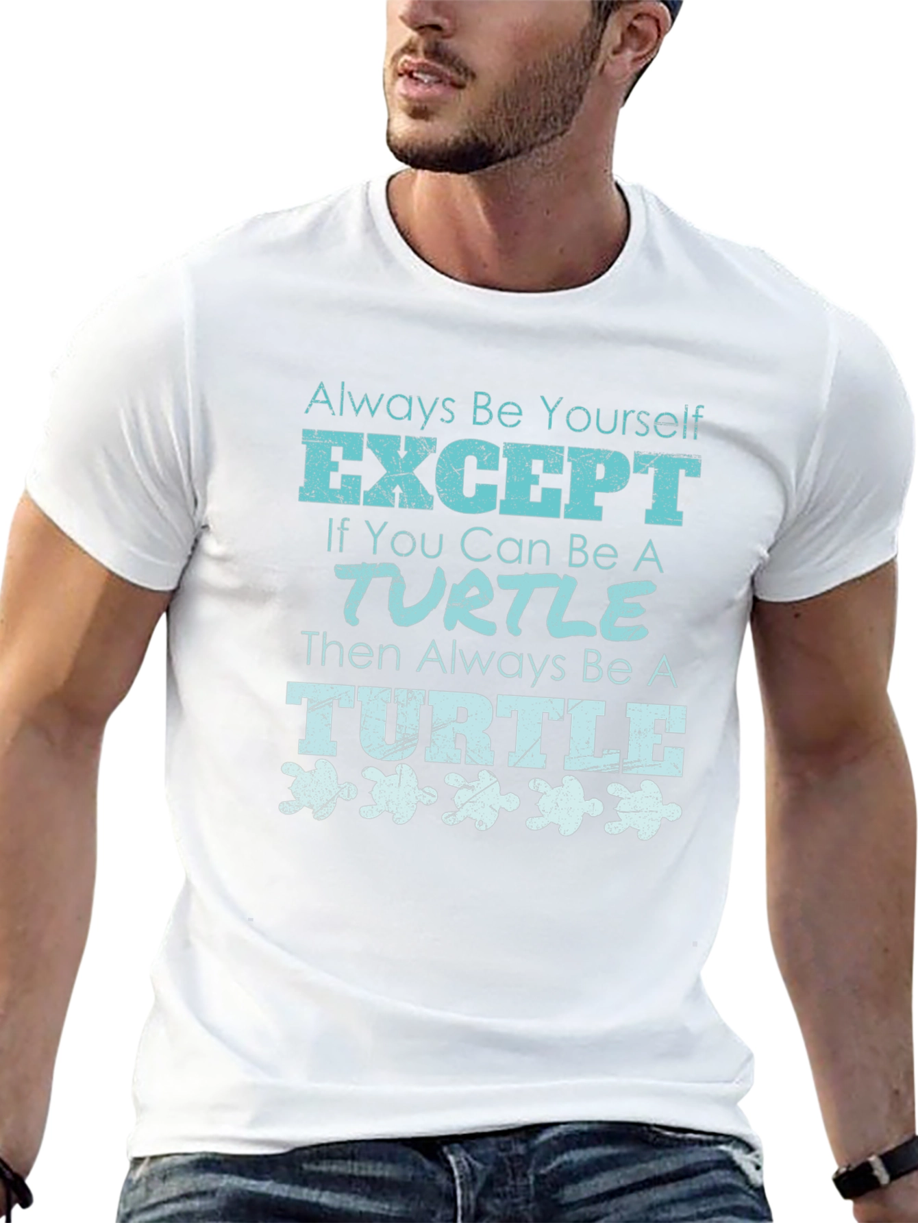 Black Funny Turtle Graphic Tee - Always Be Yourself T-Shirt view 13