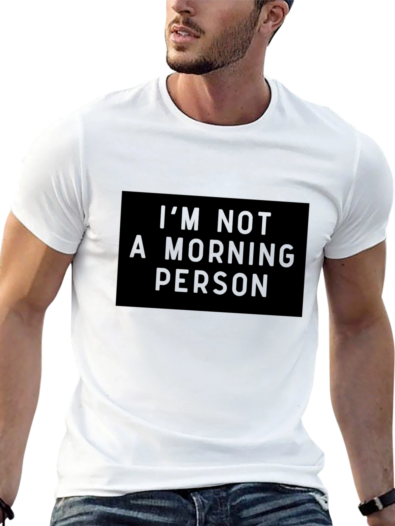 Black Men's "I'm Not a Morning Person" Black Graphic Tee view 13