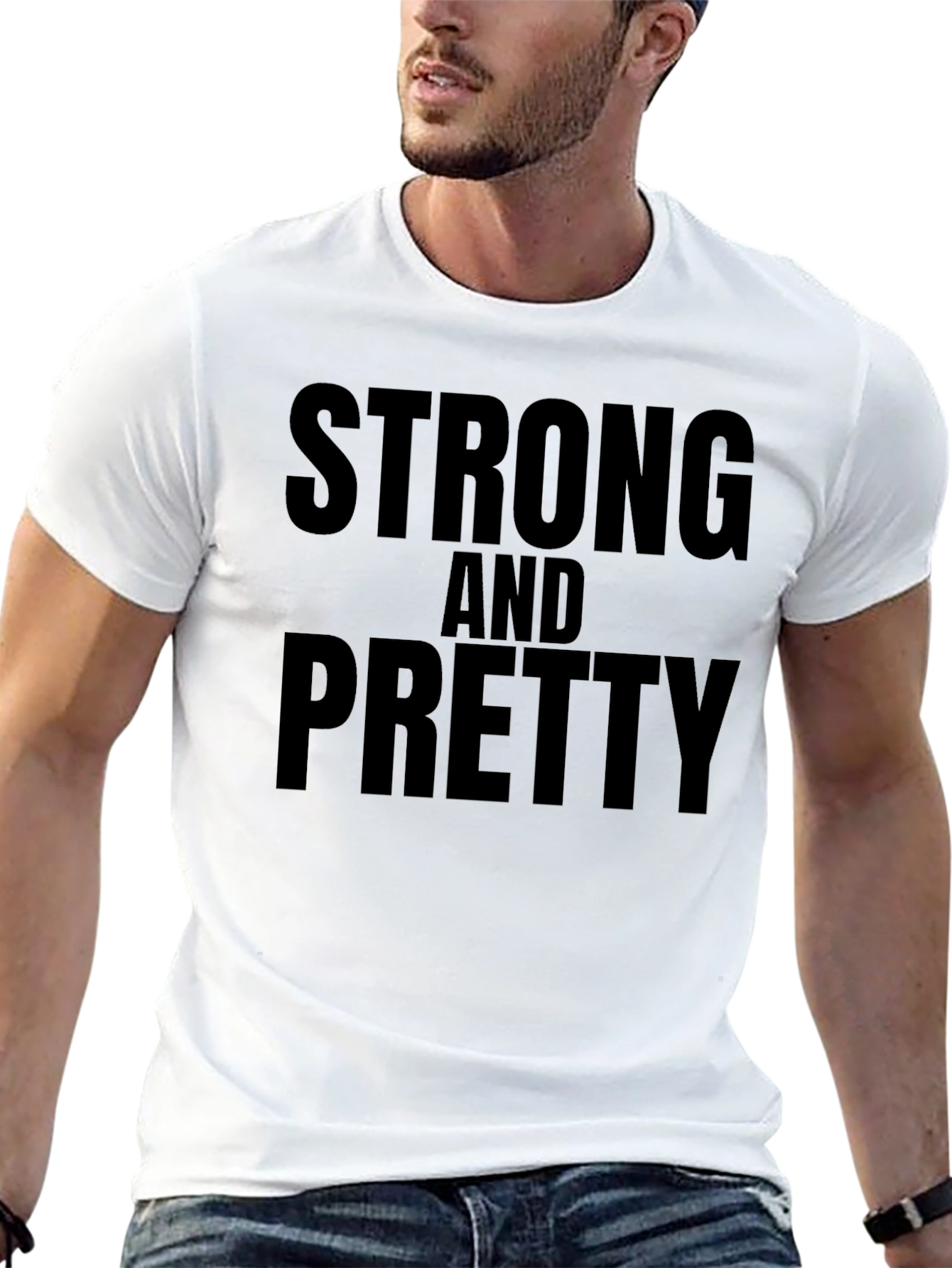 Black Strong & Pretty Graphic T-Shirt view 13