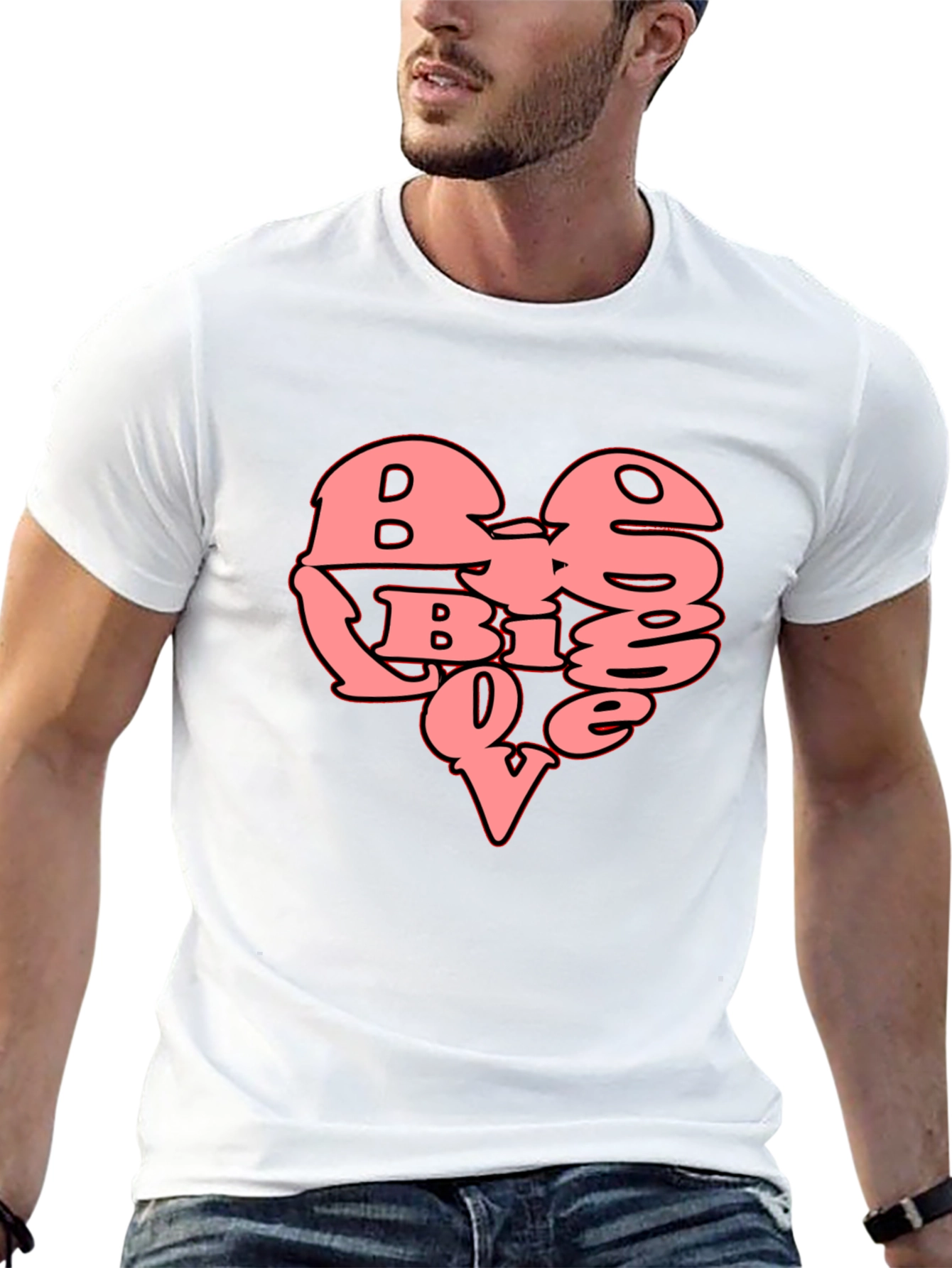 Black Big Love Heart Graphic T-Shirt - Black view 13