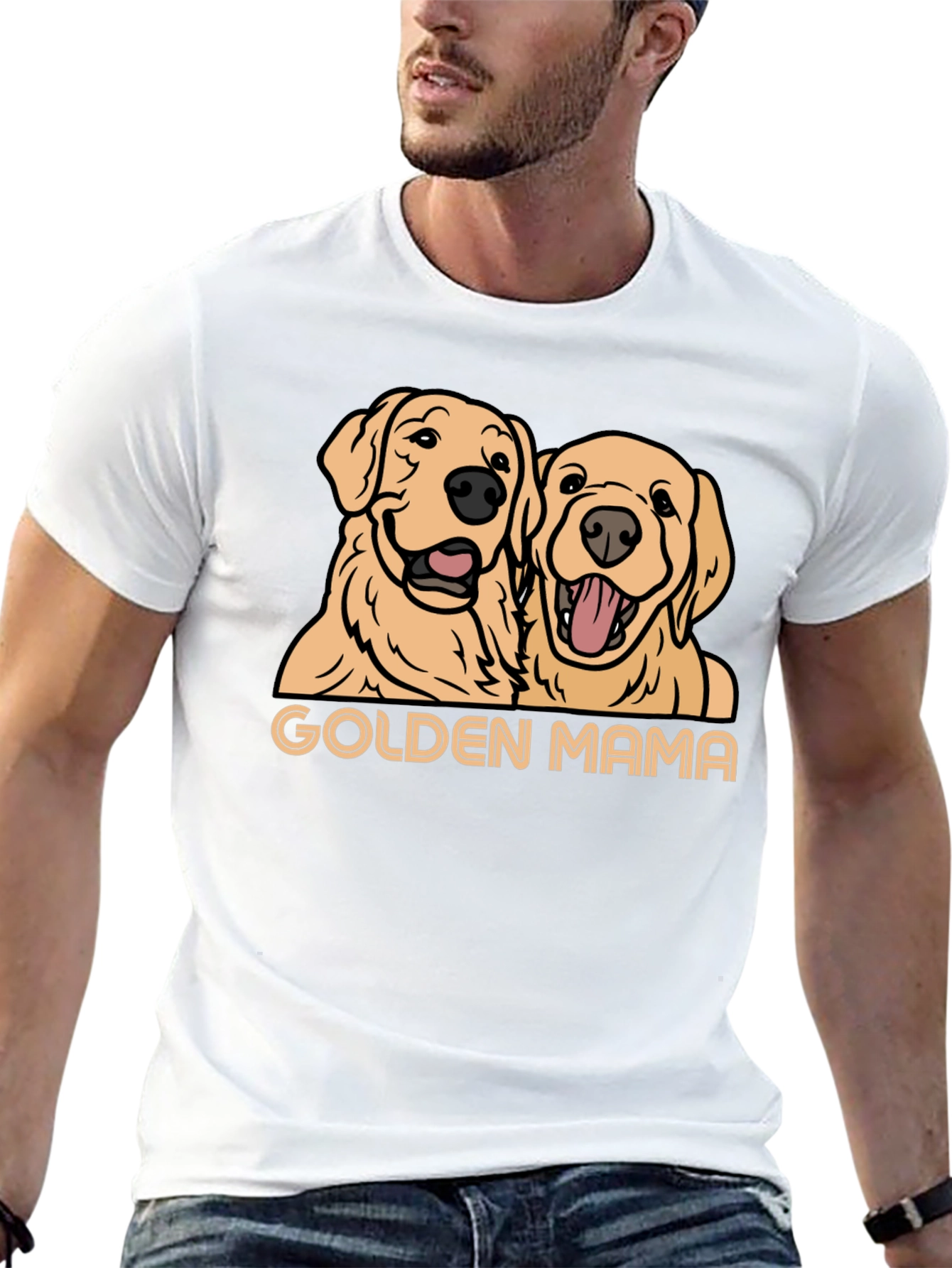 Black Golden Mama Dog T-Shirt - Black view 13