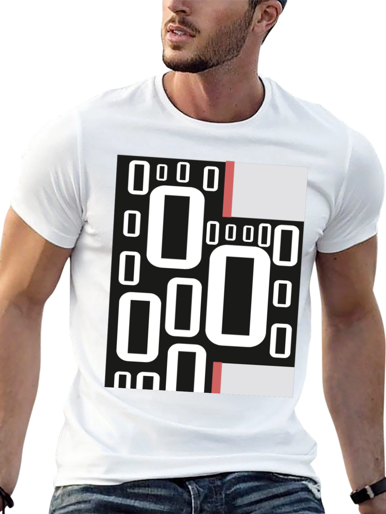 Black Abstract Geometric Patterned Black T-Shirt view 13