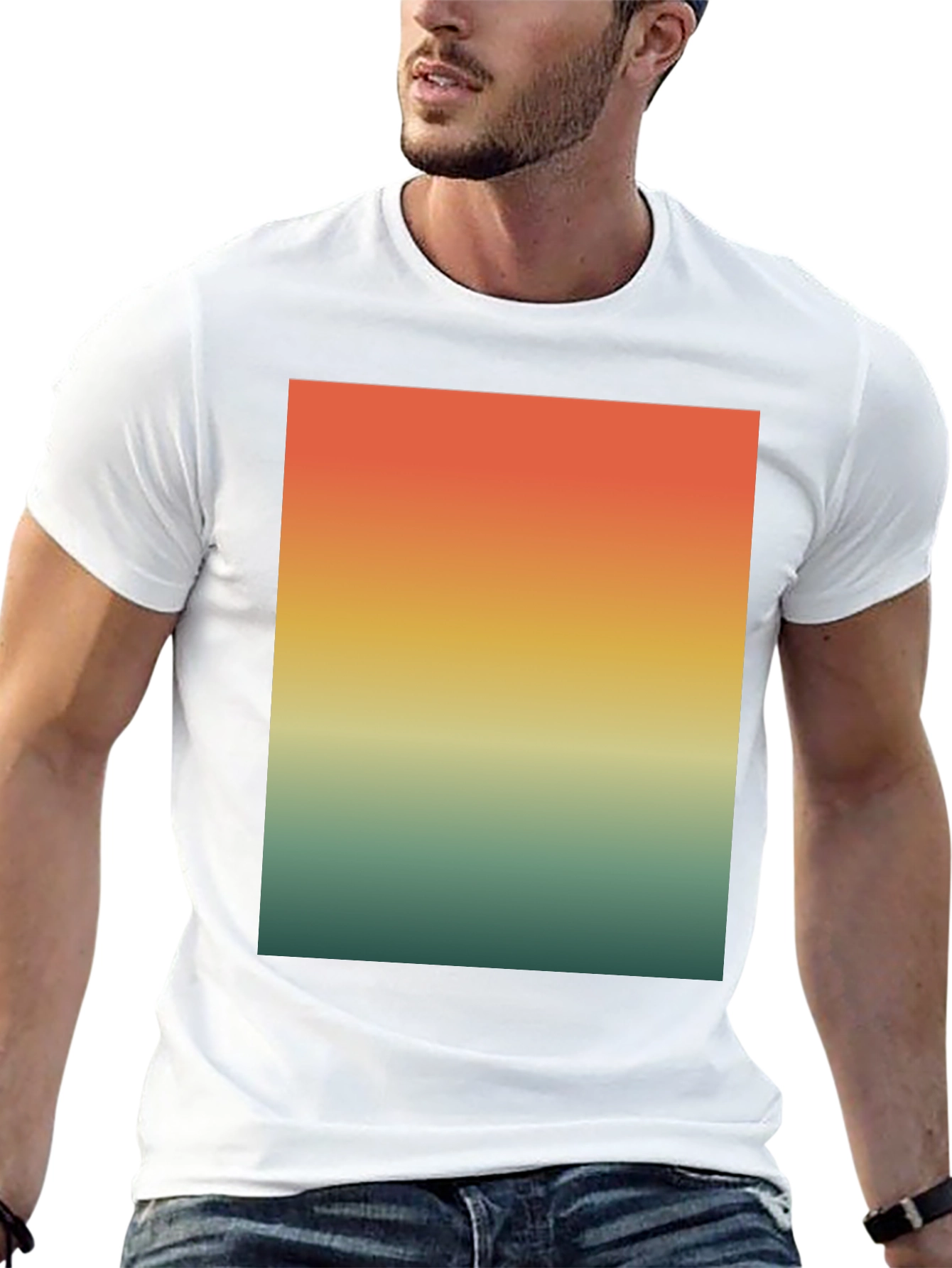 Black Retro Sunset Gradient T-Shirt - Casual Wear view 13