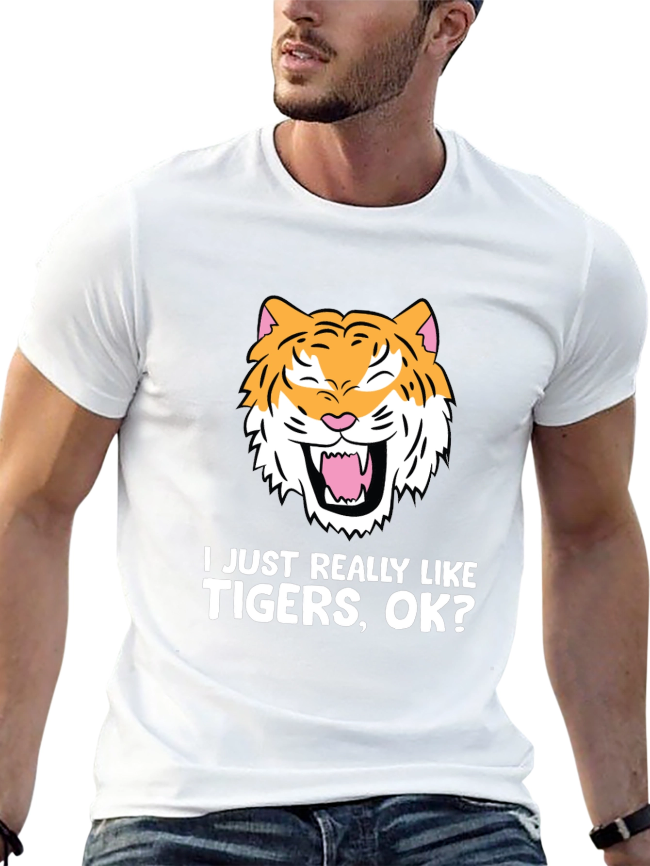 Black Funny Tiger Lover T-Shirt - I Just Really Like Tigers OK? view 13