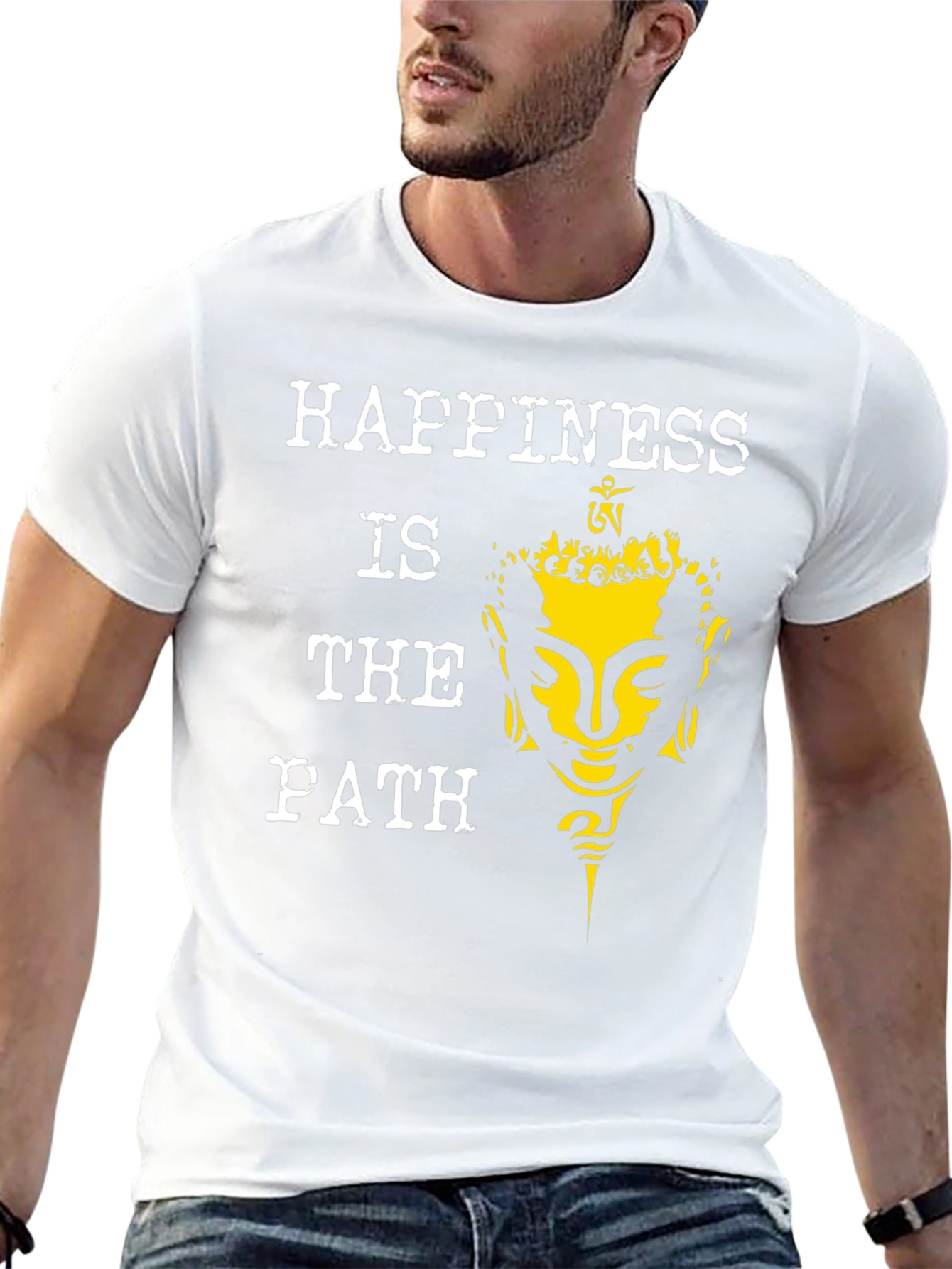 Black Happiness Is The Path Buddha Graphic Tee view 13