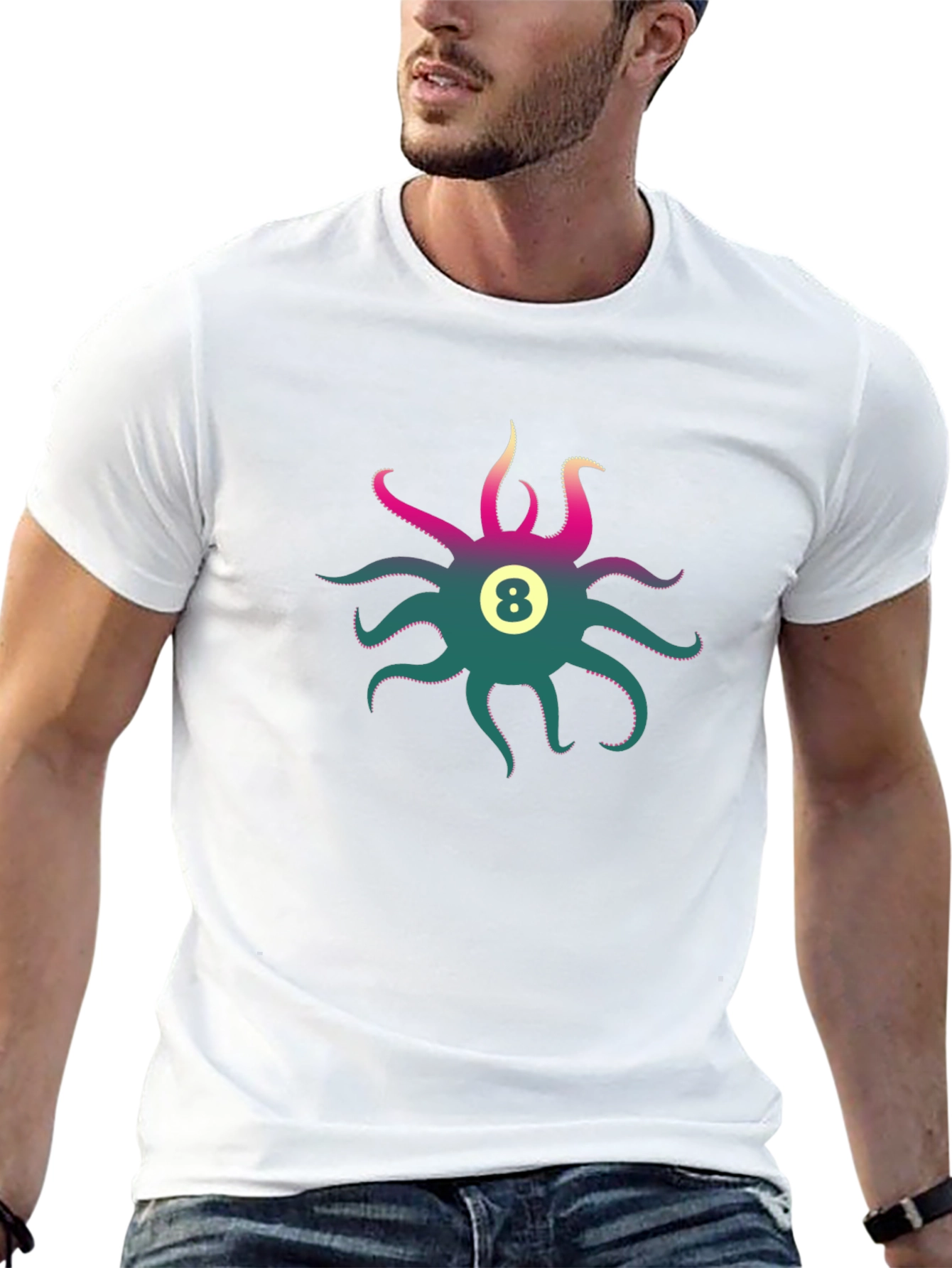Black Octopus 8 Ball Graphic Tee - Cool Casual Style view 13